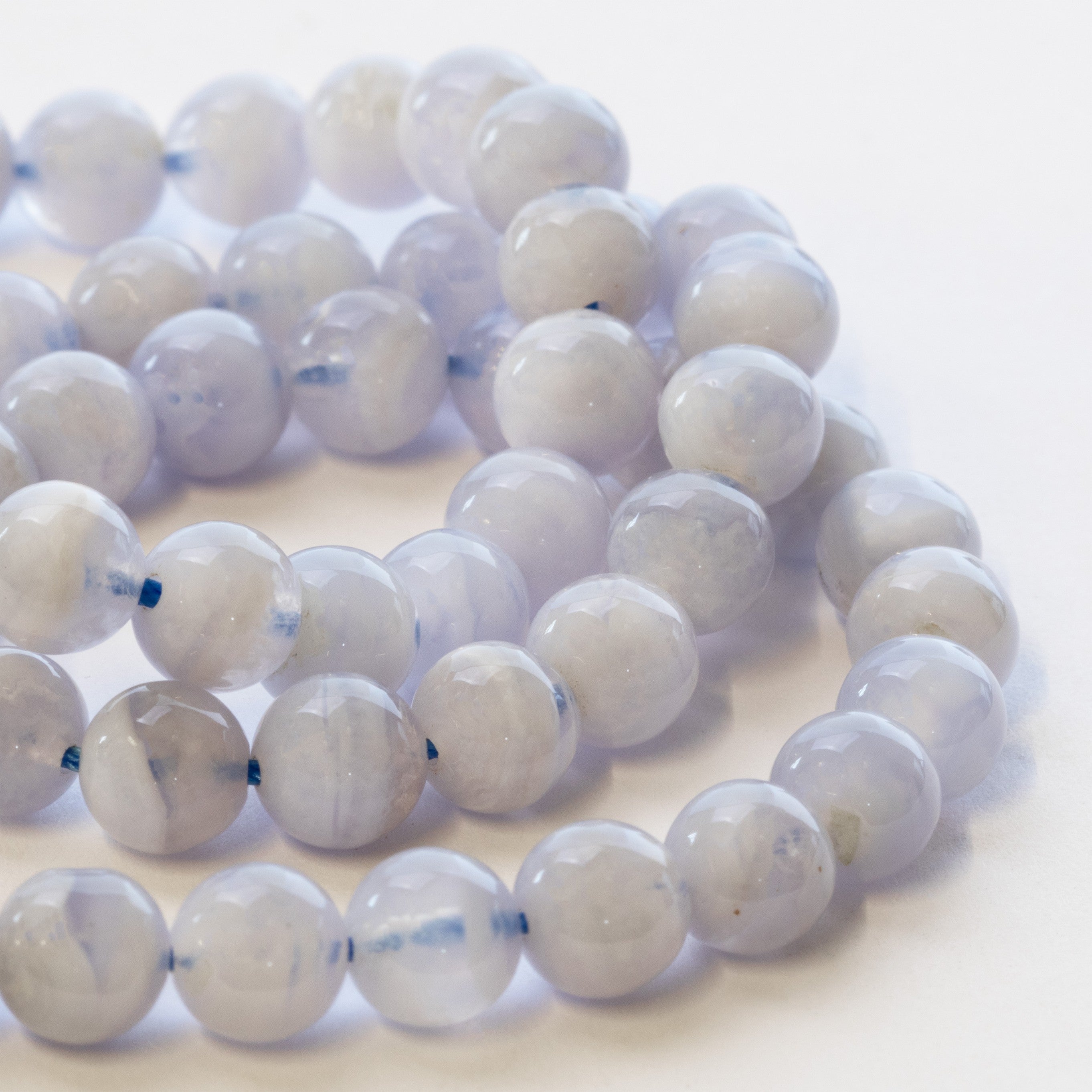 Blue Lace Agate Round Beads