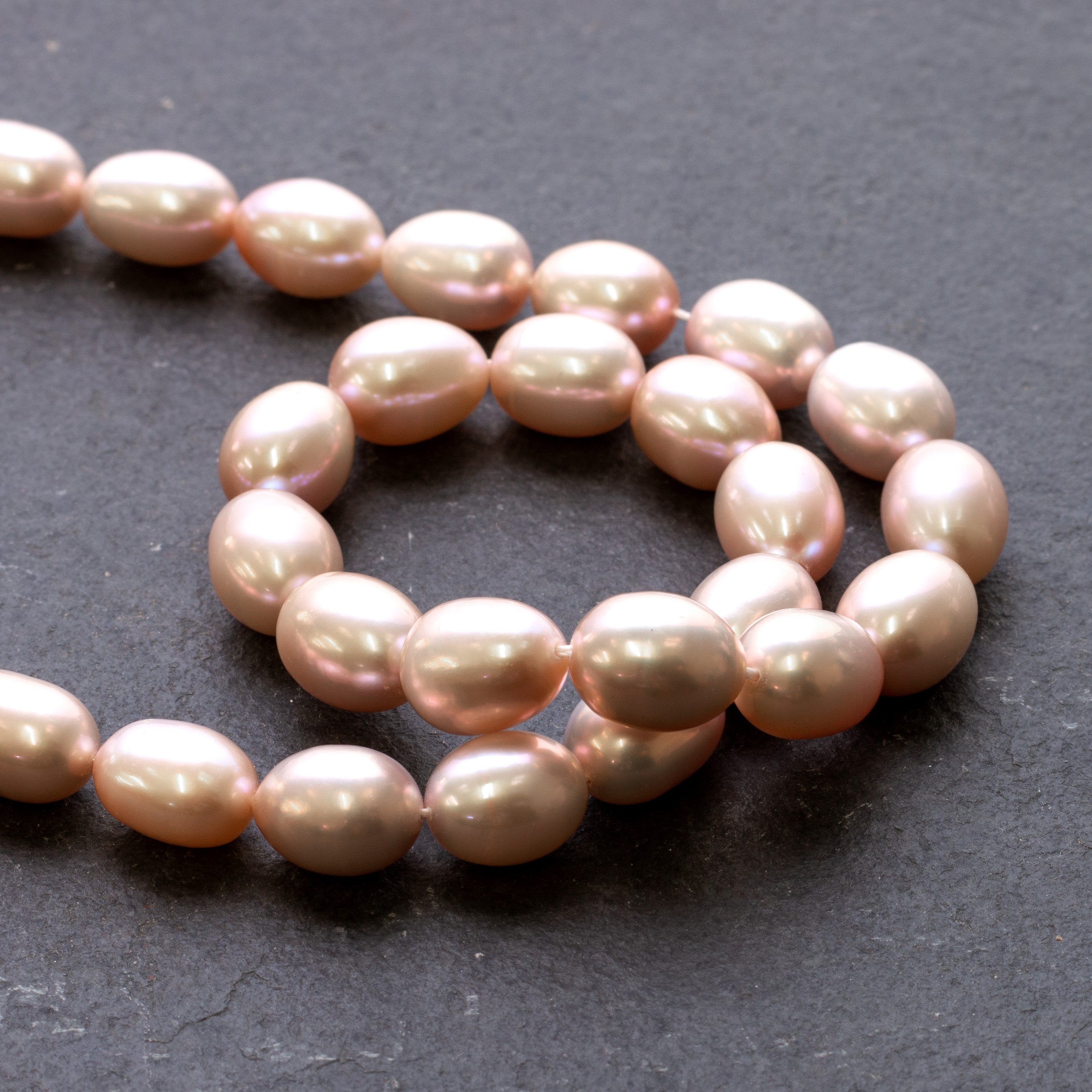 Cultured Freshwater Rice Shape Pink Pearls Approx 9mm