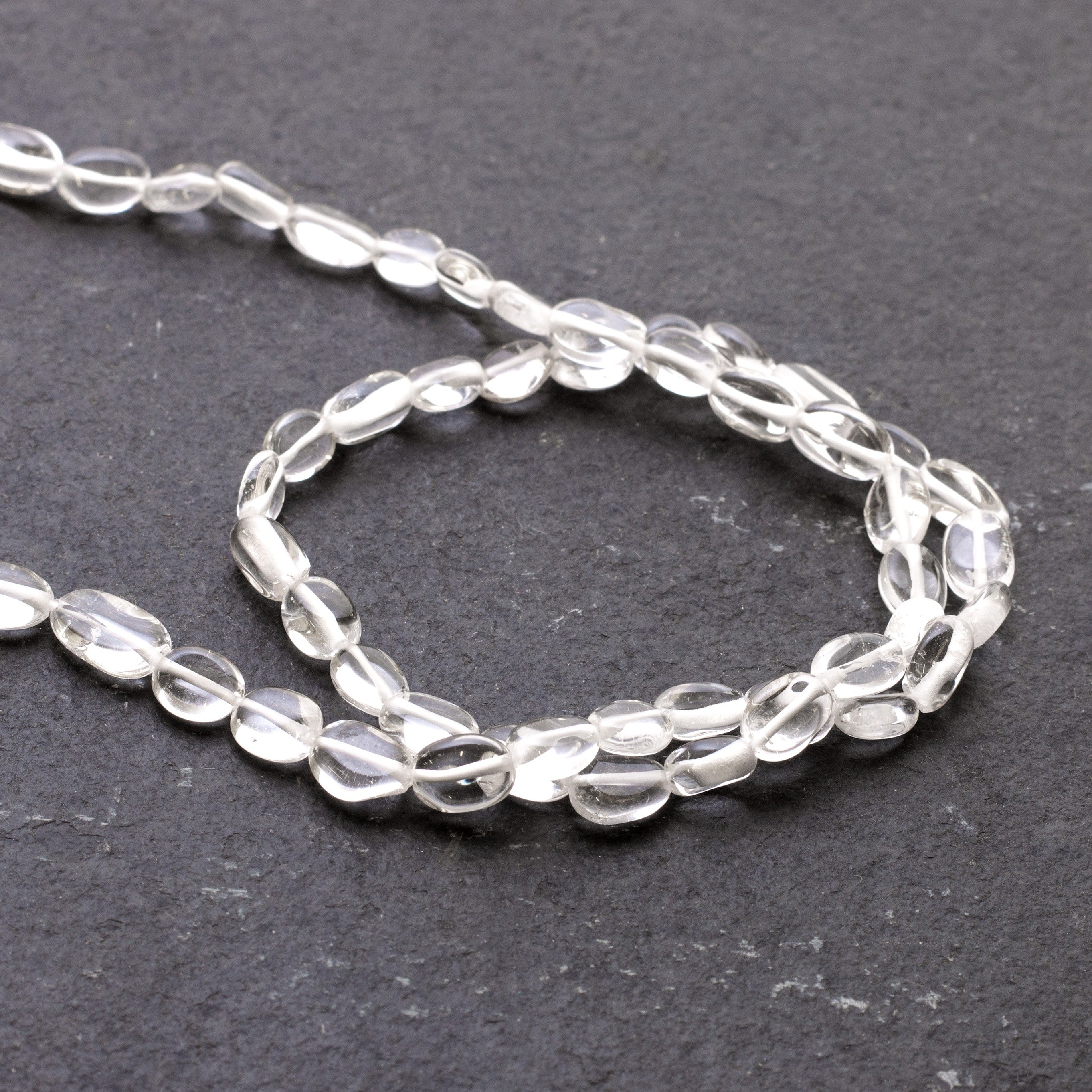 Crystal Quartz Flat Oval Nugget Beads Approx 10x8mm