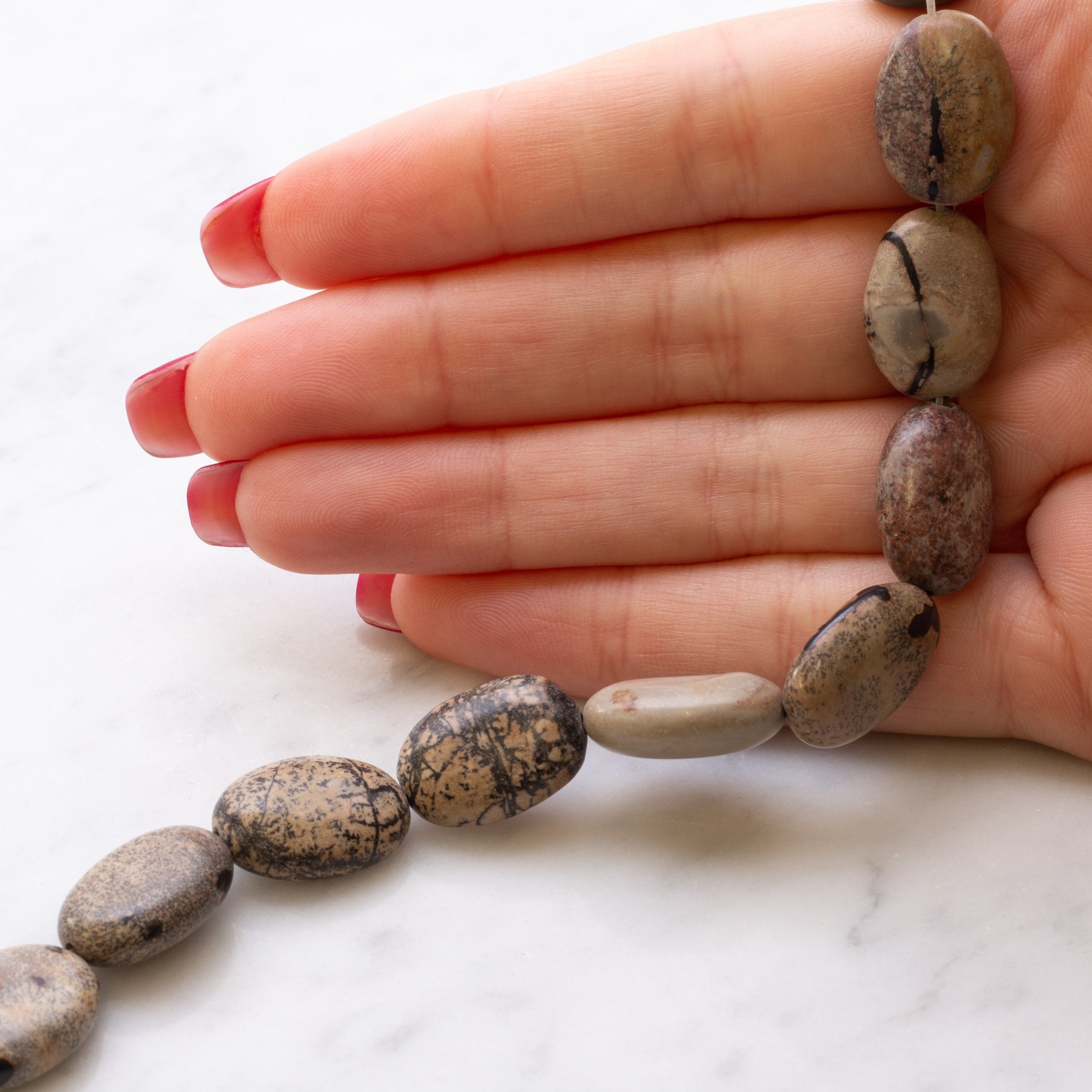 Landscape Stone Flat Oval Beads Approx 18x13mm