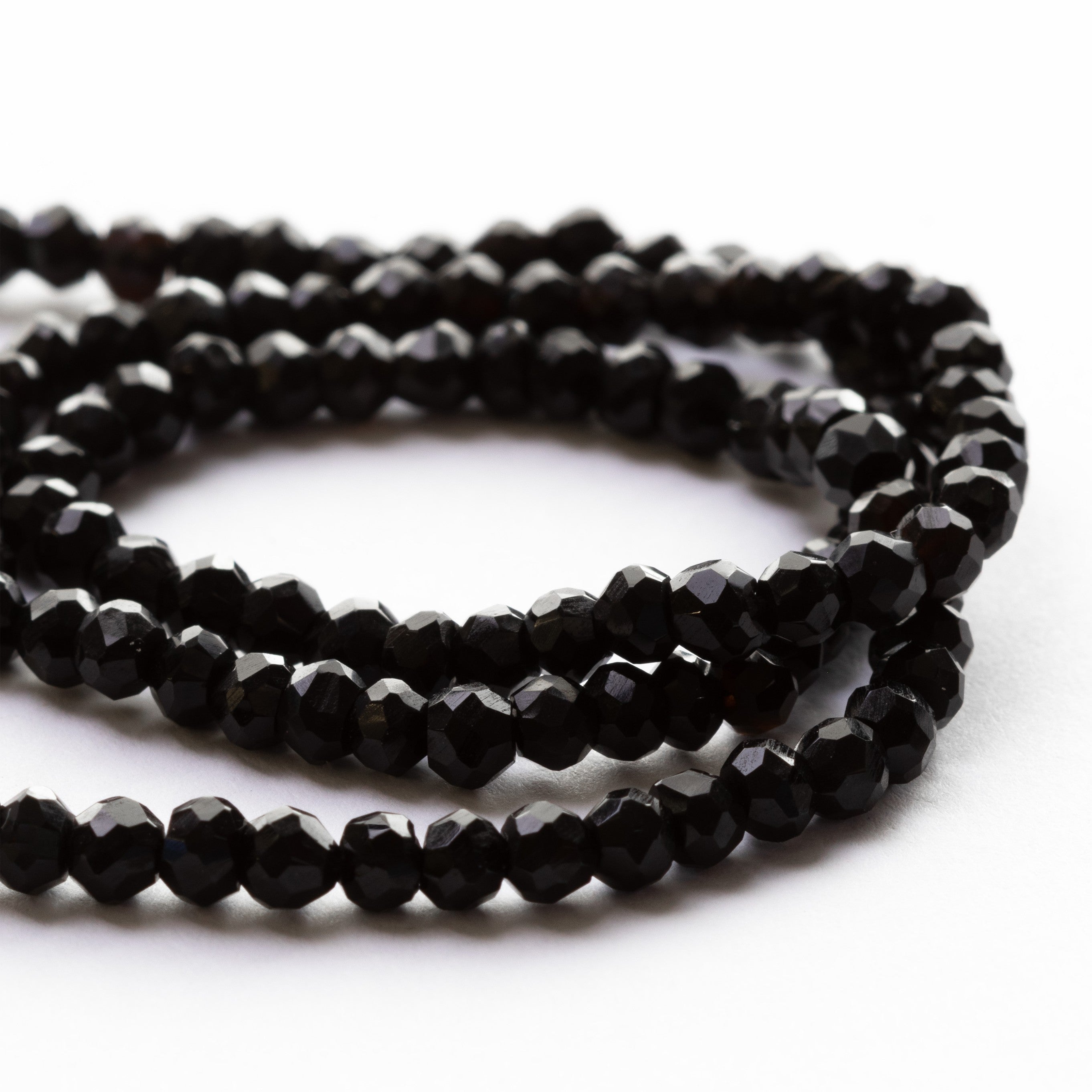 Black Onyx Faceted Rondelle Beads Approx 4x2mm