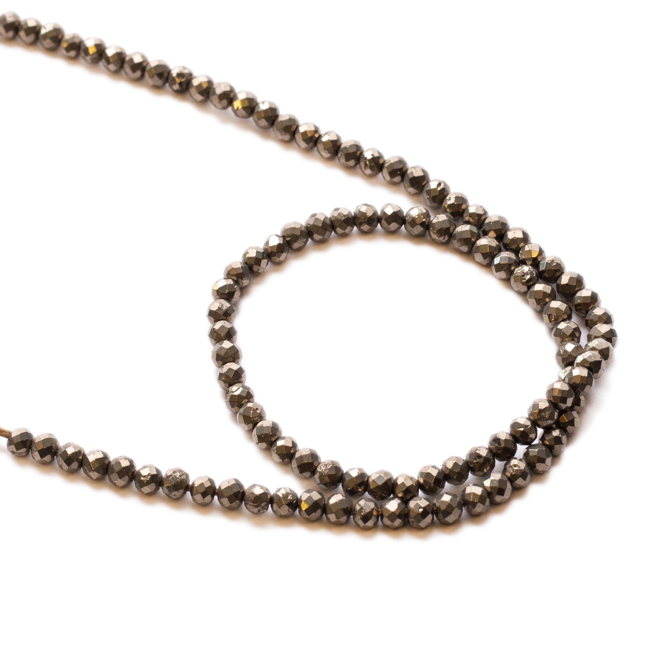 Pyrite Faceted Round Beads Approx 3mm
