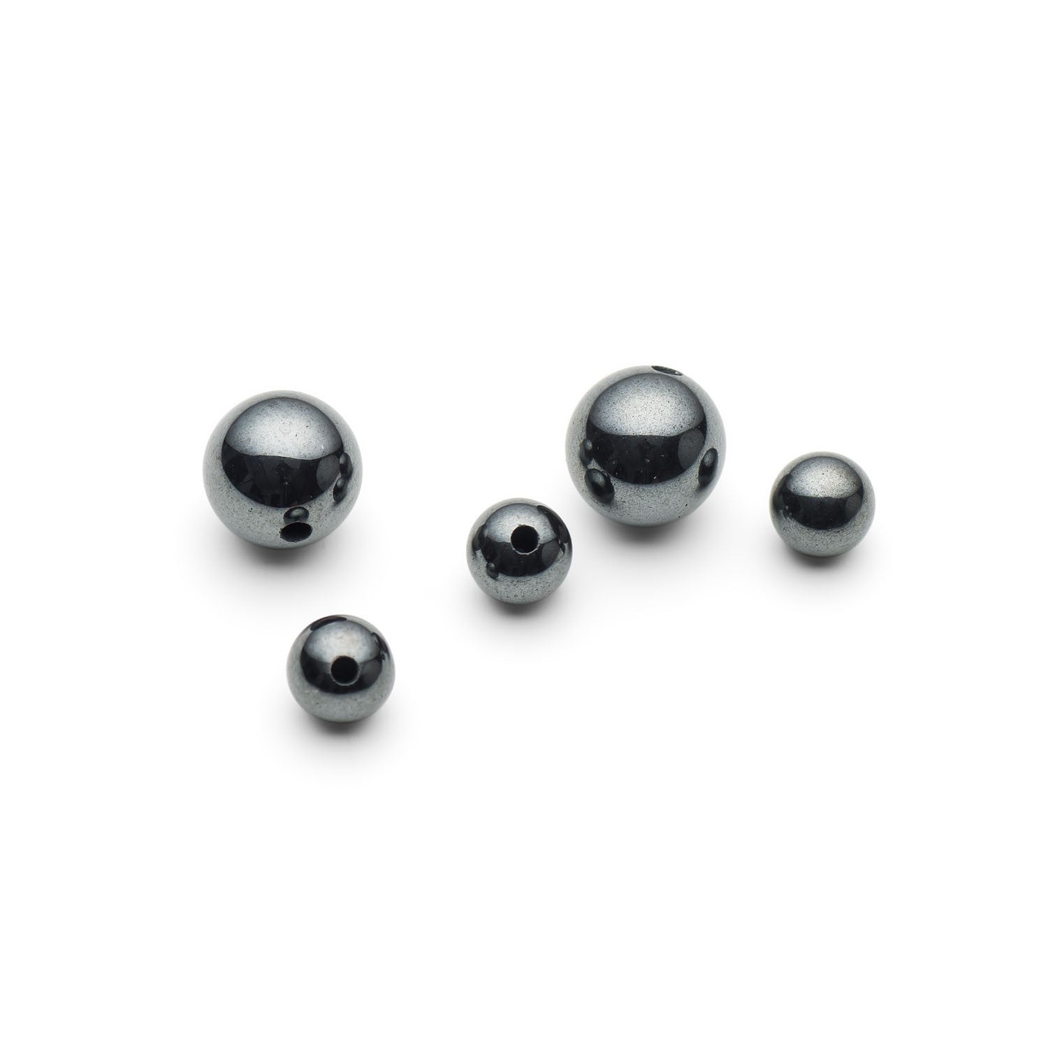 Hematite Round Half Drilled Beads