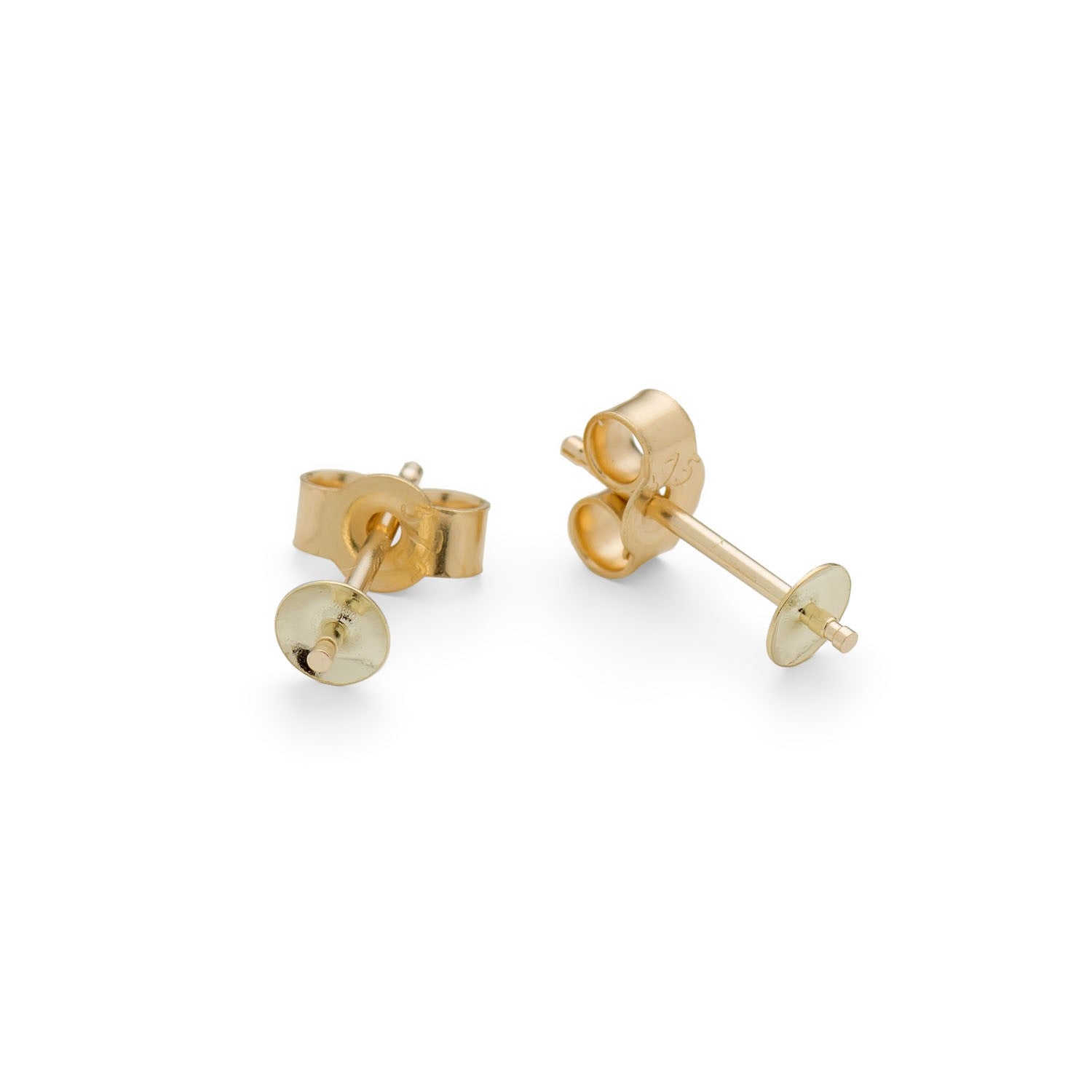 9ct Gold Earstud Settings For Half Drilled Beads Pair