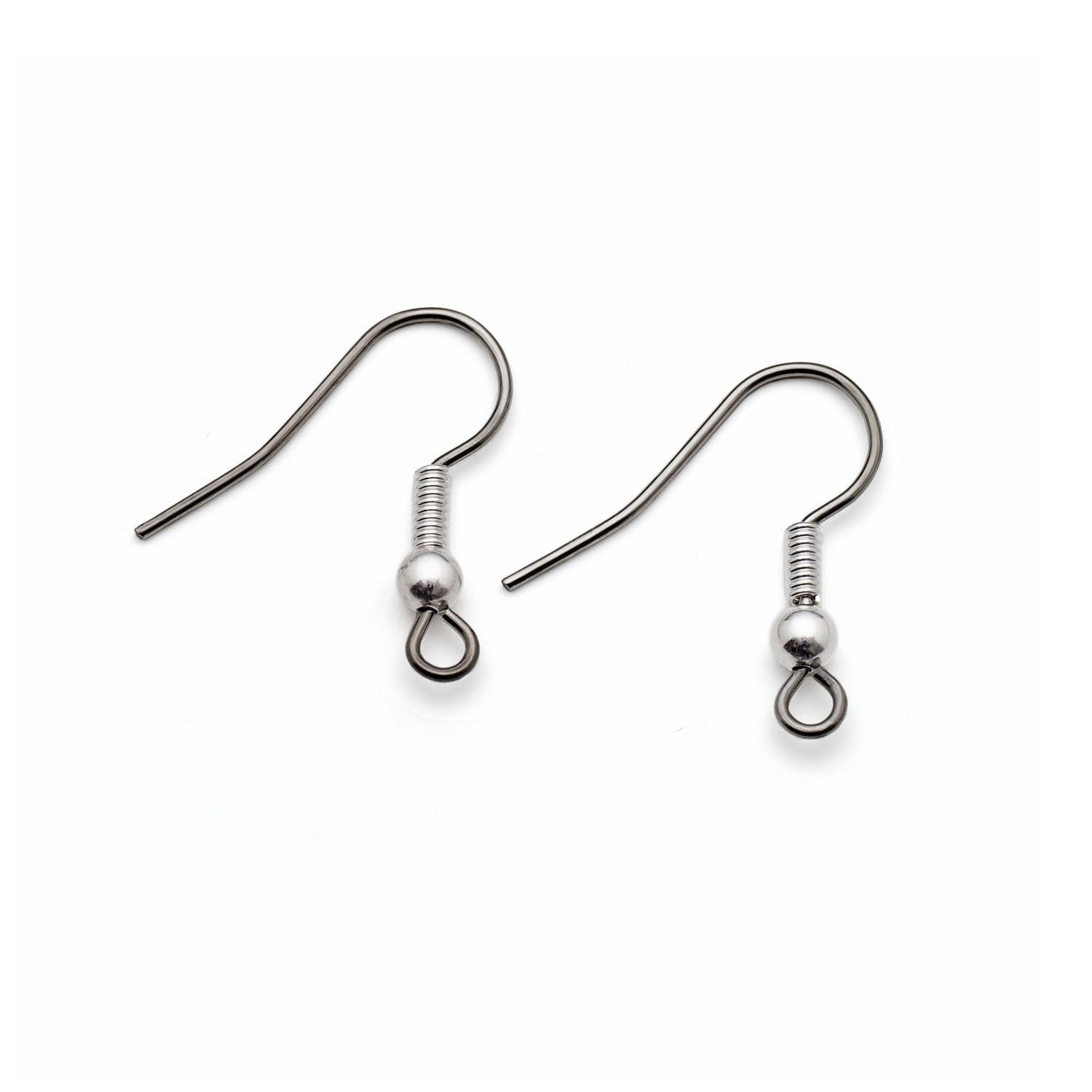 Surgical Steel Shepherds Crook Earwires With Silver Plated Ball And Spring - pk10 Pairs