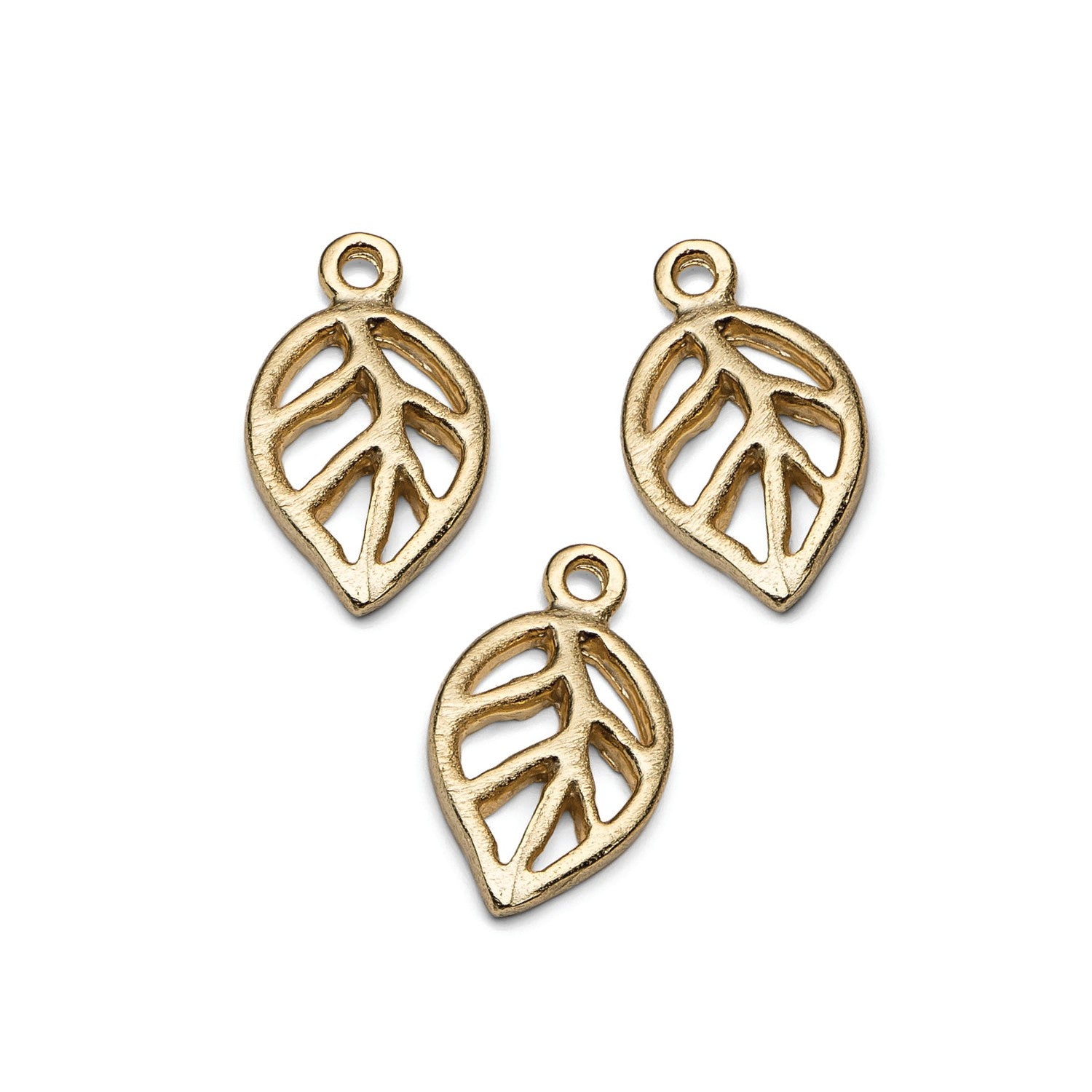 14ct Gold Vermeil Open Leaf Charm | Kernowcraft | Kernowcraft
