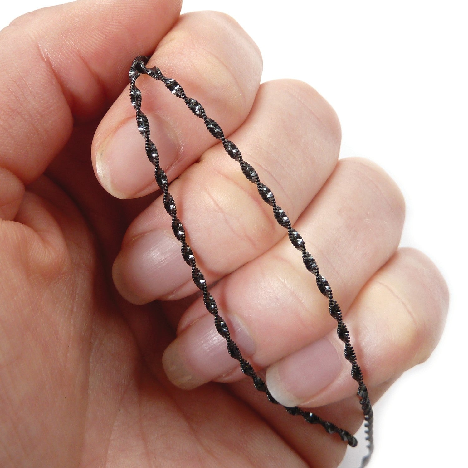 Sterling Silver Black Twisted Chain 45cm