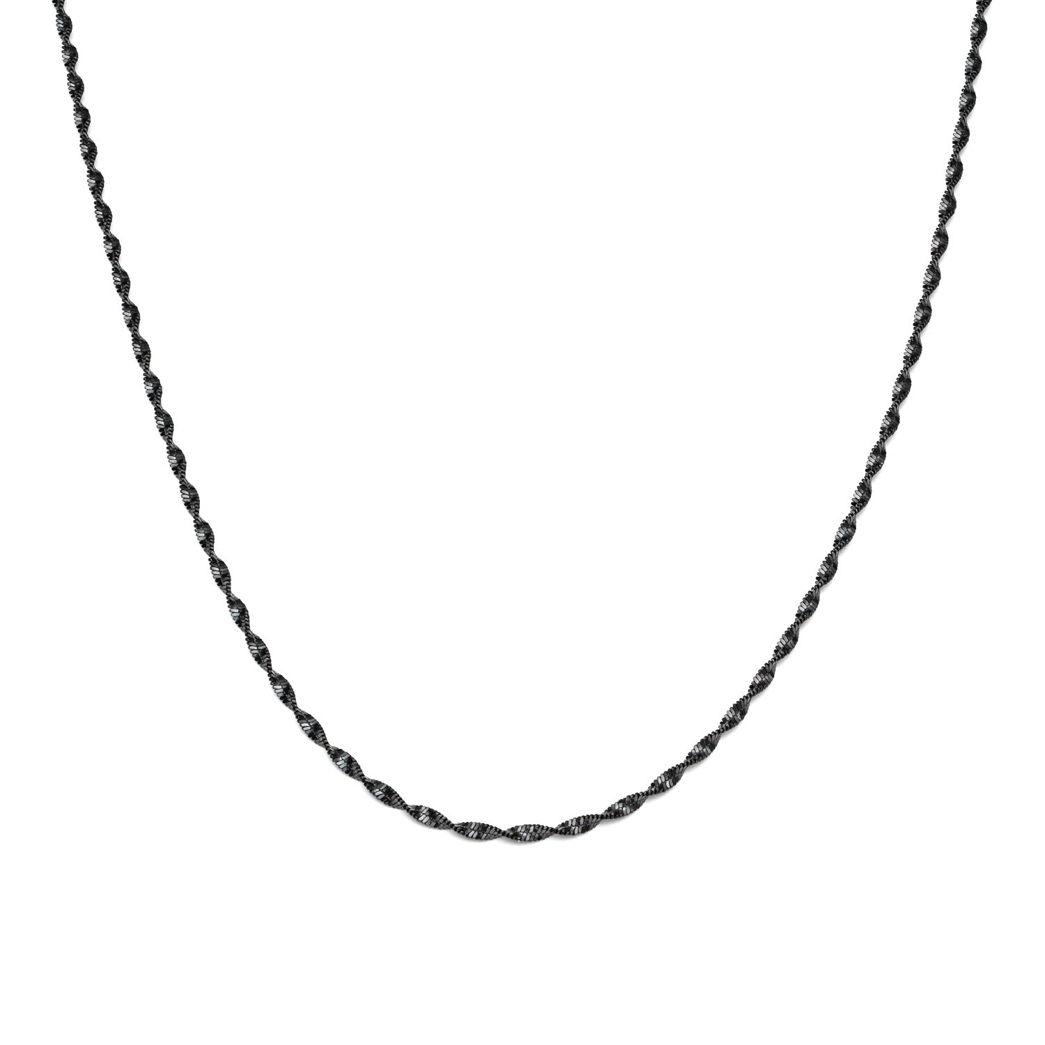 Sterling Silver Black Twisted Chain 45cm