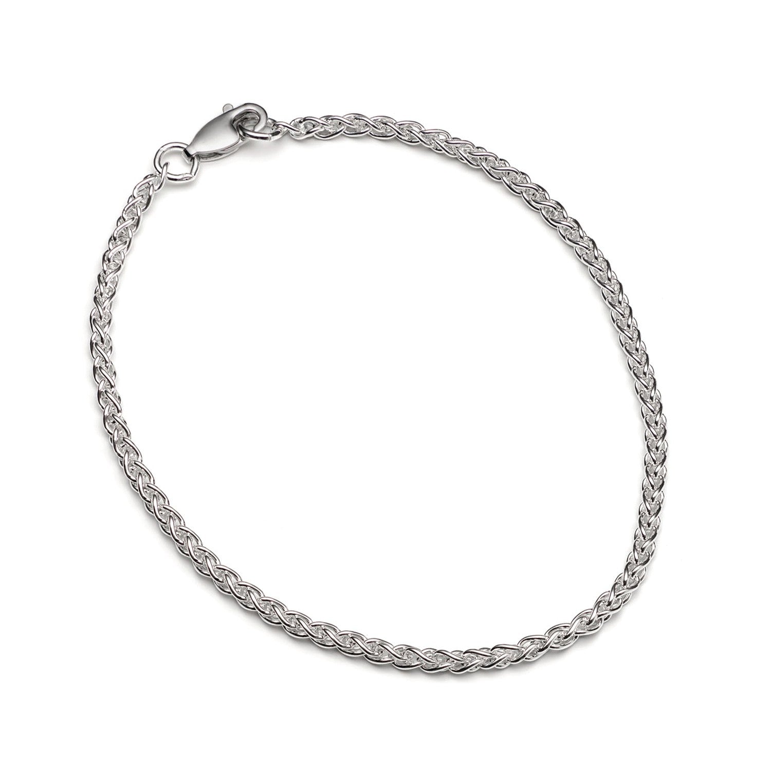 Sterling Silver Spiga Charm Bead Chain 19cm Bracelet