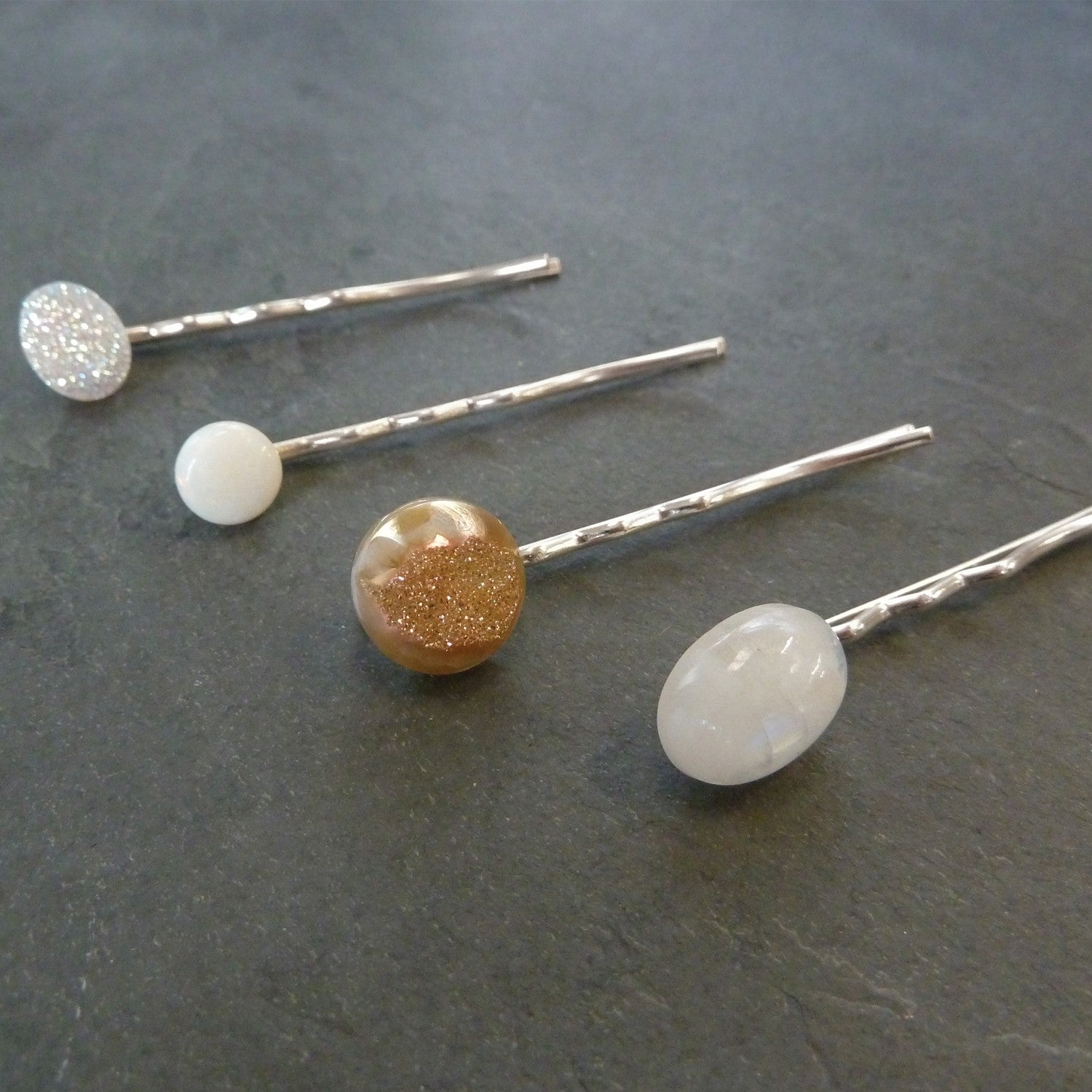 Iridescent White Flat Drusy Cabochons Approx 18x13mm Oval