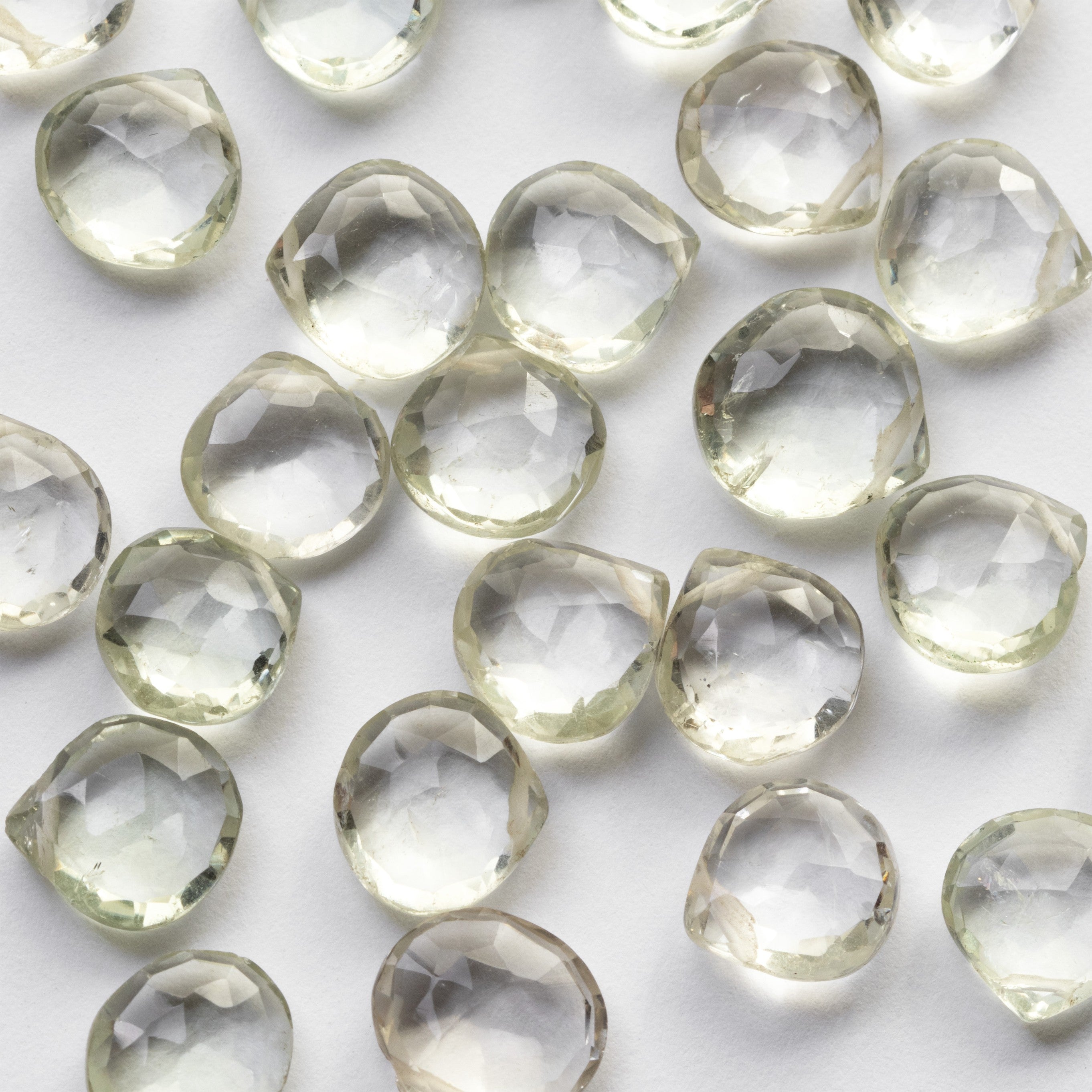 Green Amethyst Faceted Heart Briolette Beads Approx 10mm