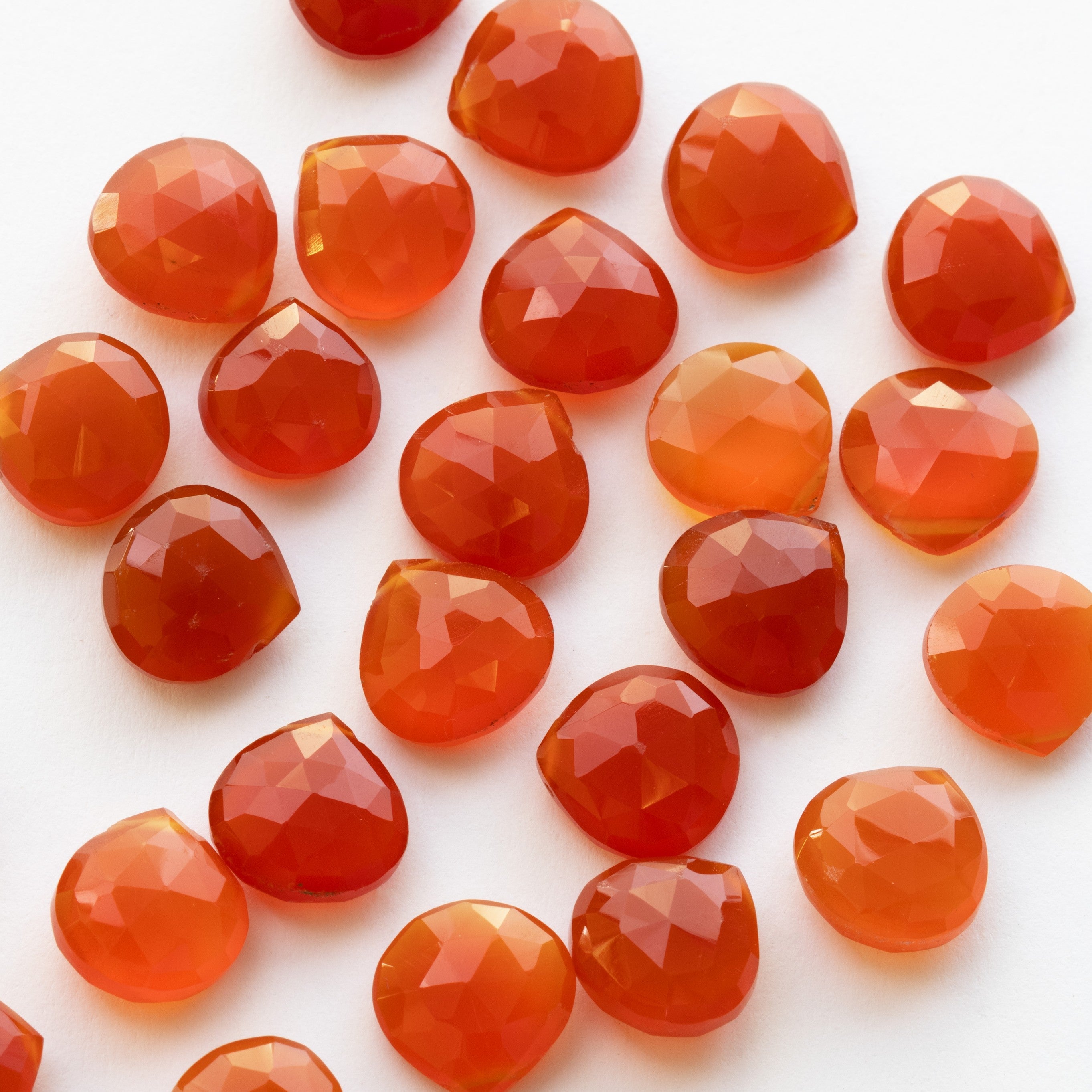 Carnelian Faceted Heart Briolette Beads Approx 8mm