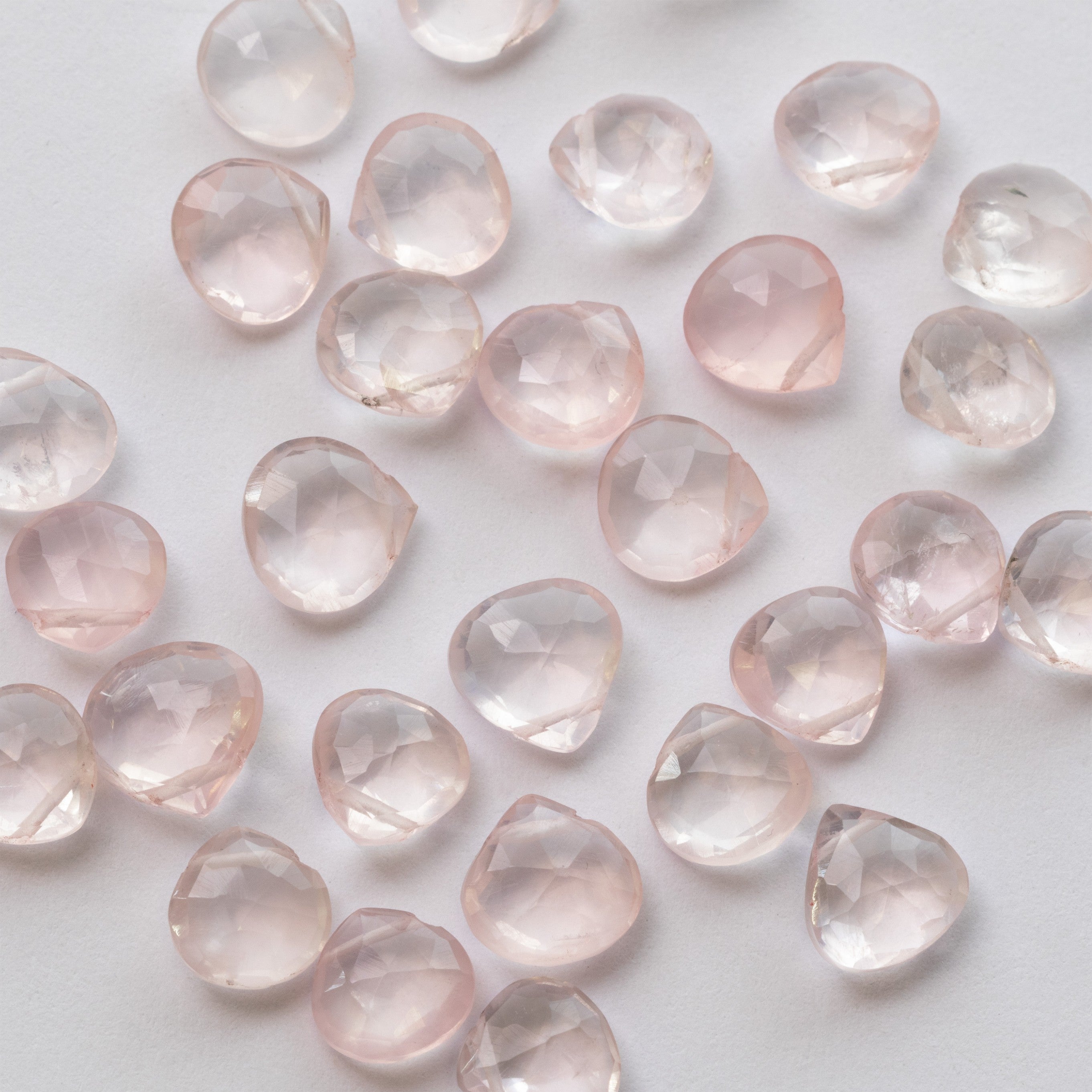 Rose Quartz Faceted Heart Briolette Beads Approx 7mm