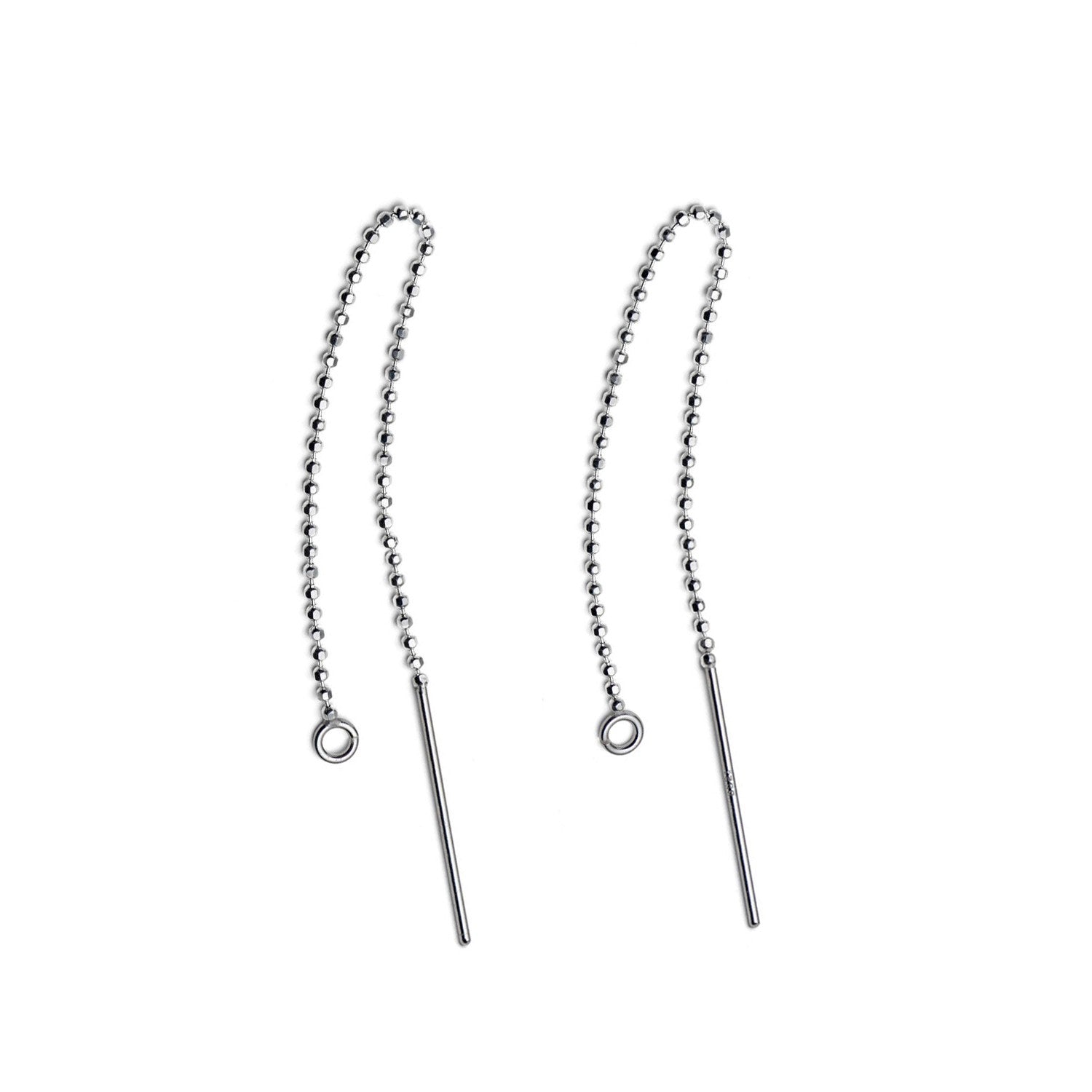 Sterling Silver Bead Chain Threader Earrings Pair