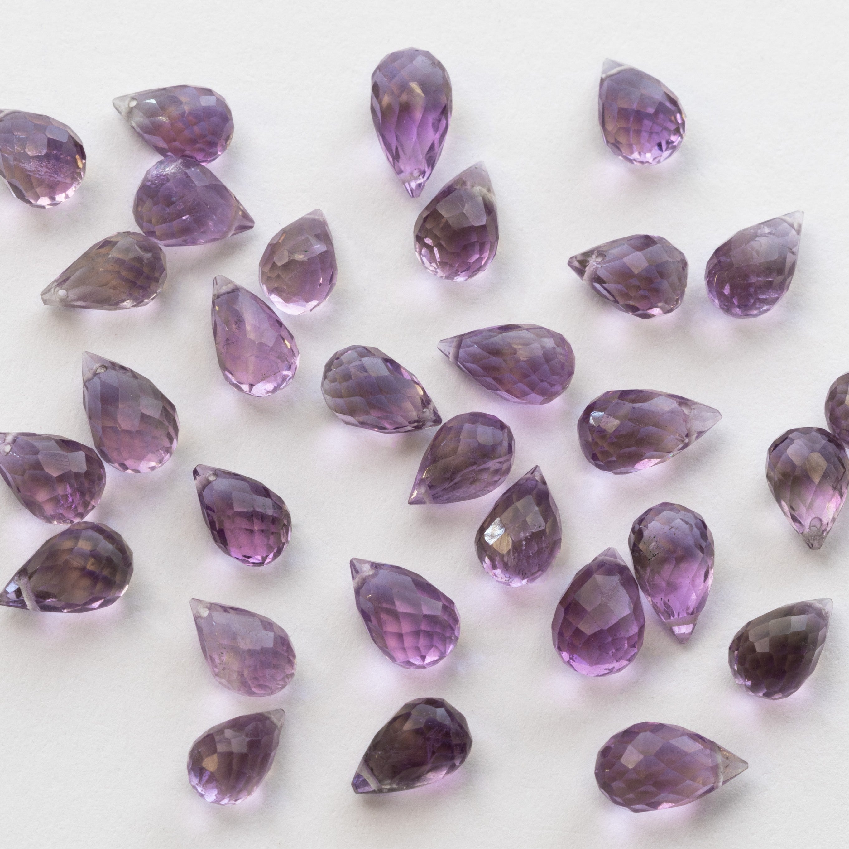 Pink Amethyst Faceted Drop Briolette Beads Approx 6mm pk10 Beads