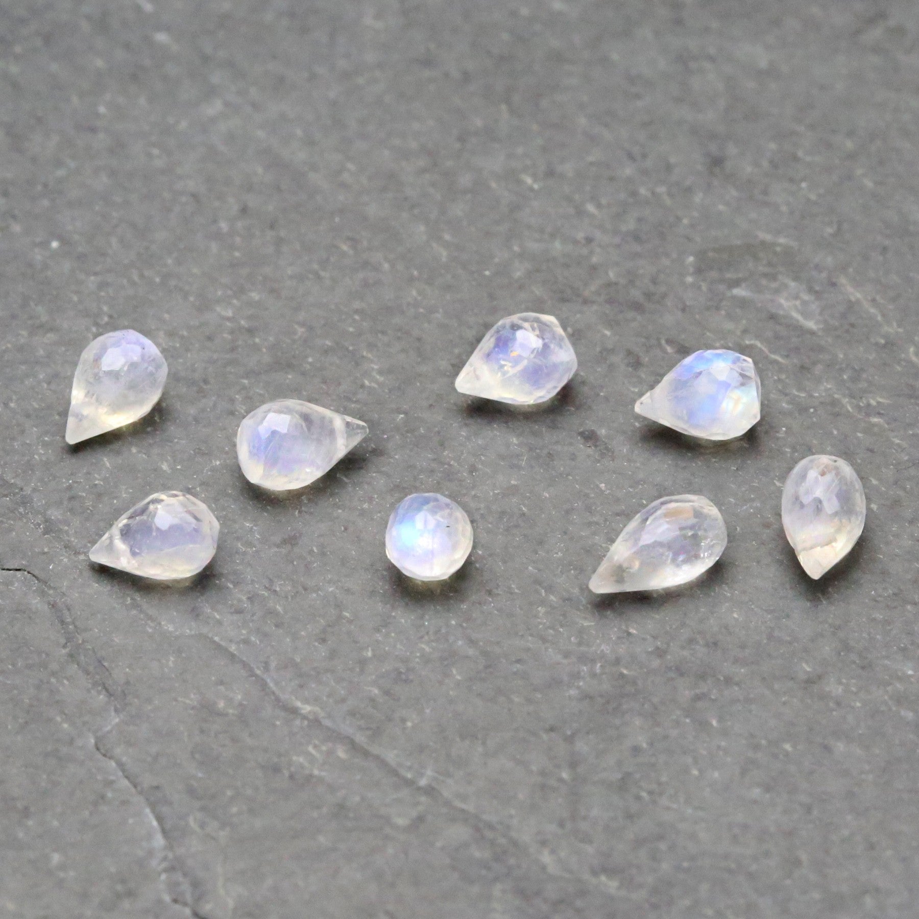 Rainbow Moonstone Faceted Drop Briolette Beads Approx 6mm pk10 Beads