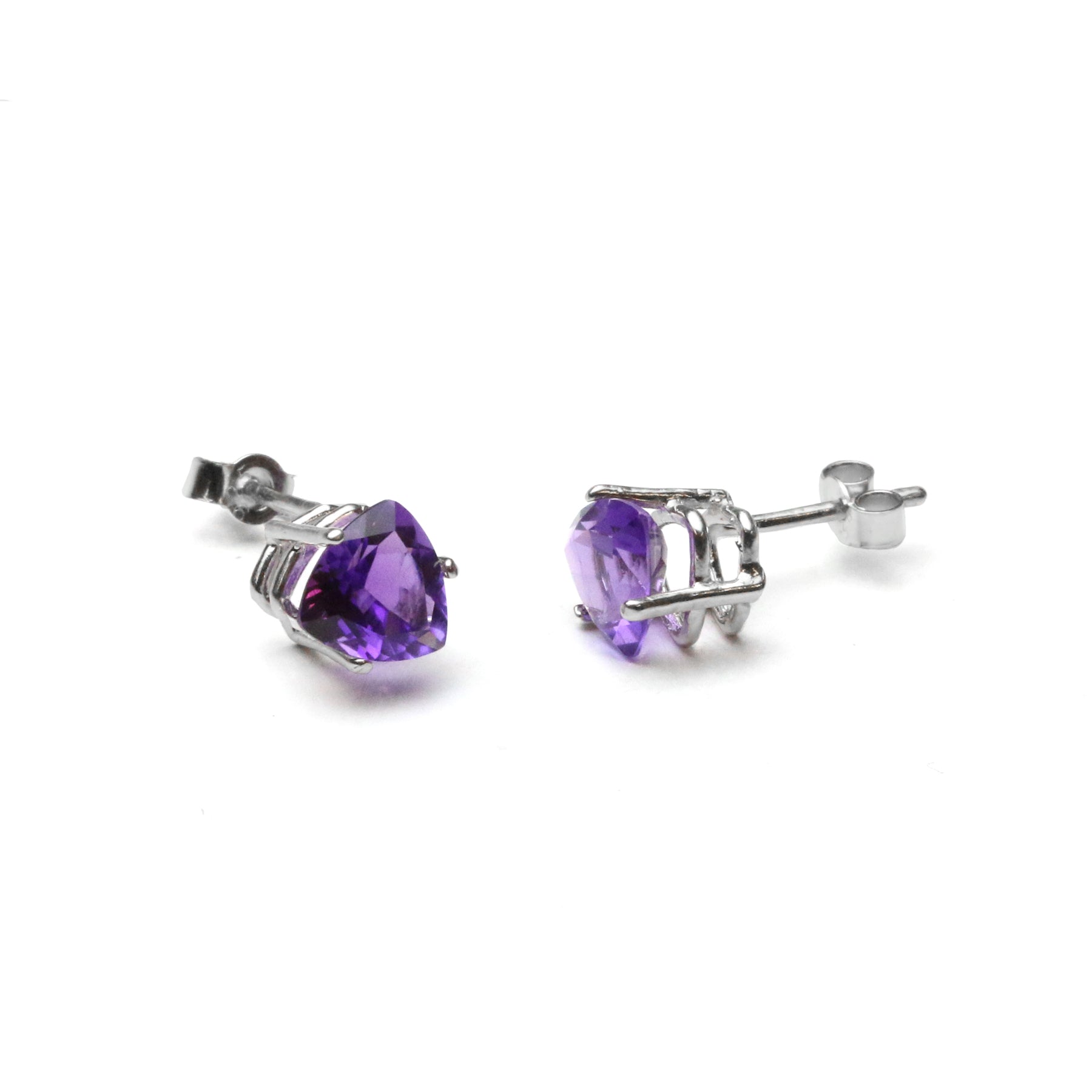 Sterling Silver Pre-Notched Earstud Settings For Faceted Stones Pair