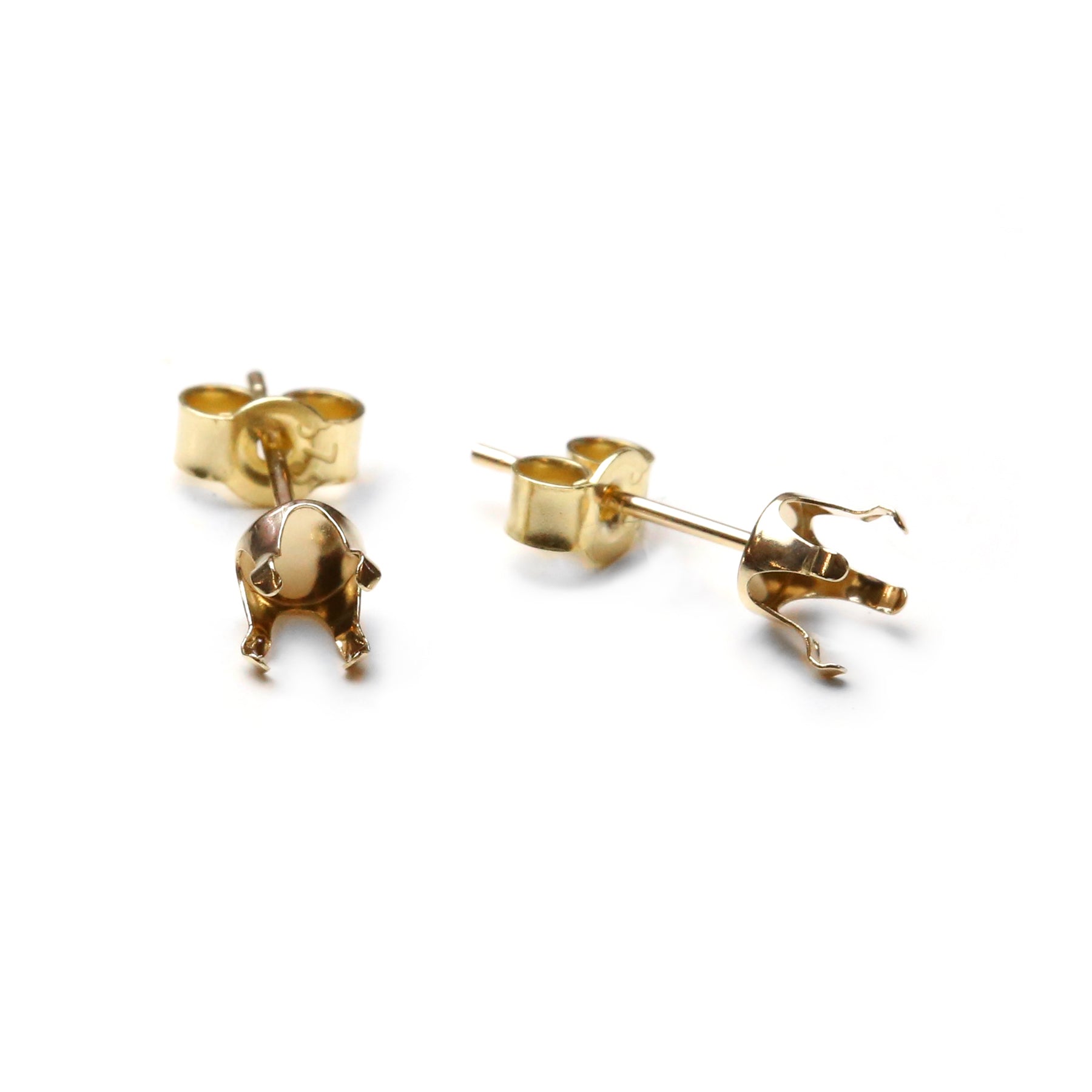 10ct Gold Snaptite Earstuds For Faceted Stones 4mm Round Pair