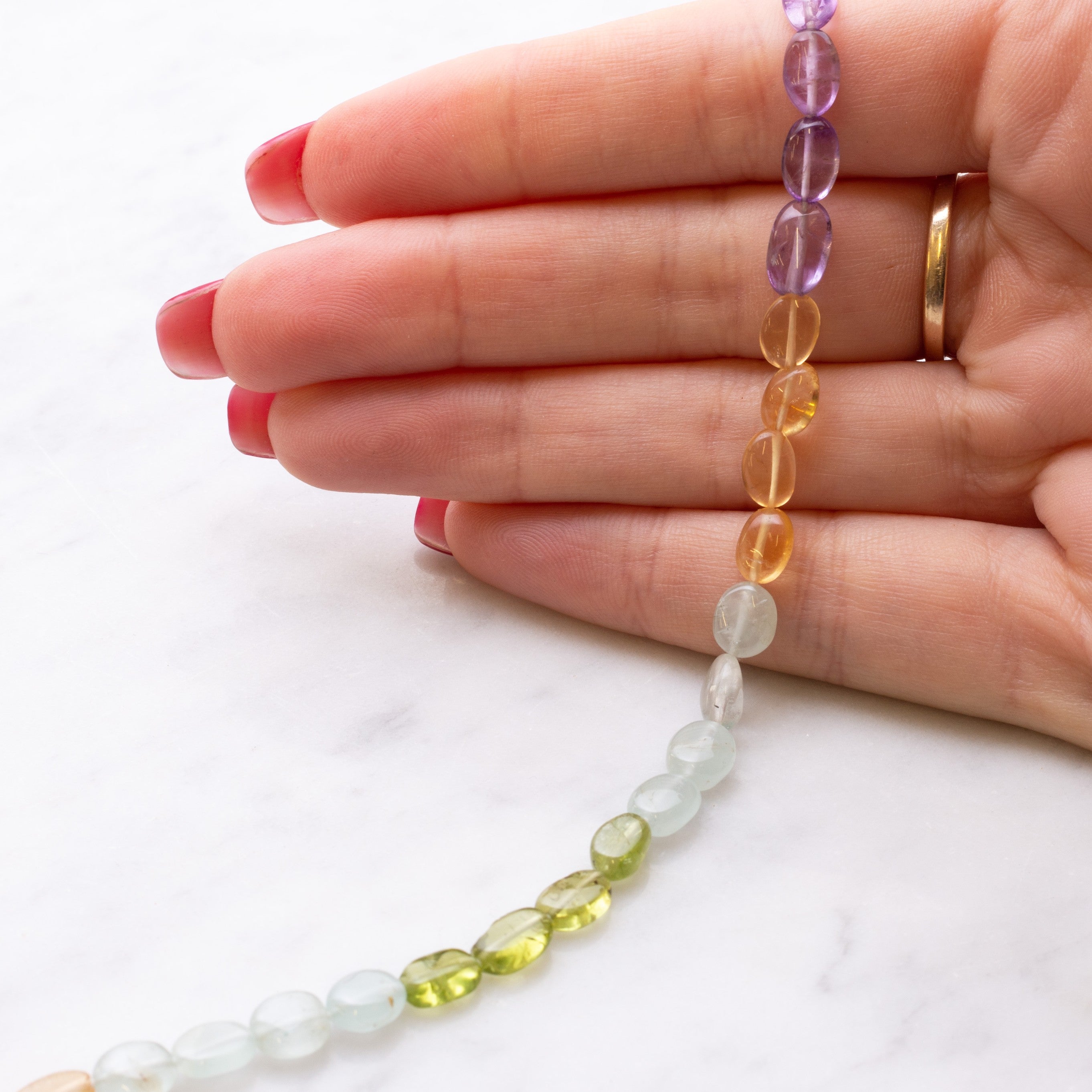 Multicolour Flat Oval Nugget Beads Approx 6mm