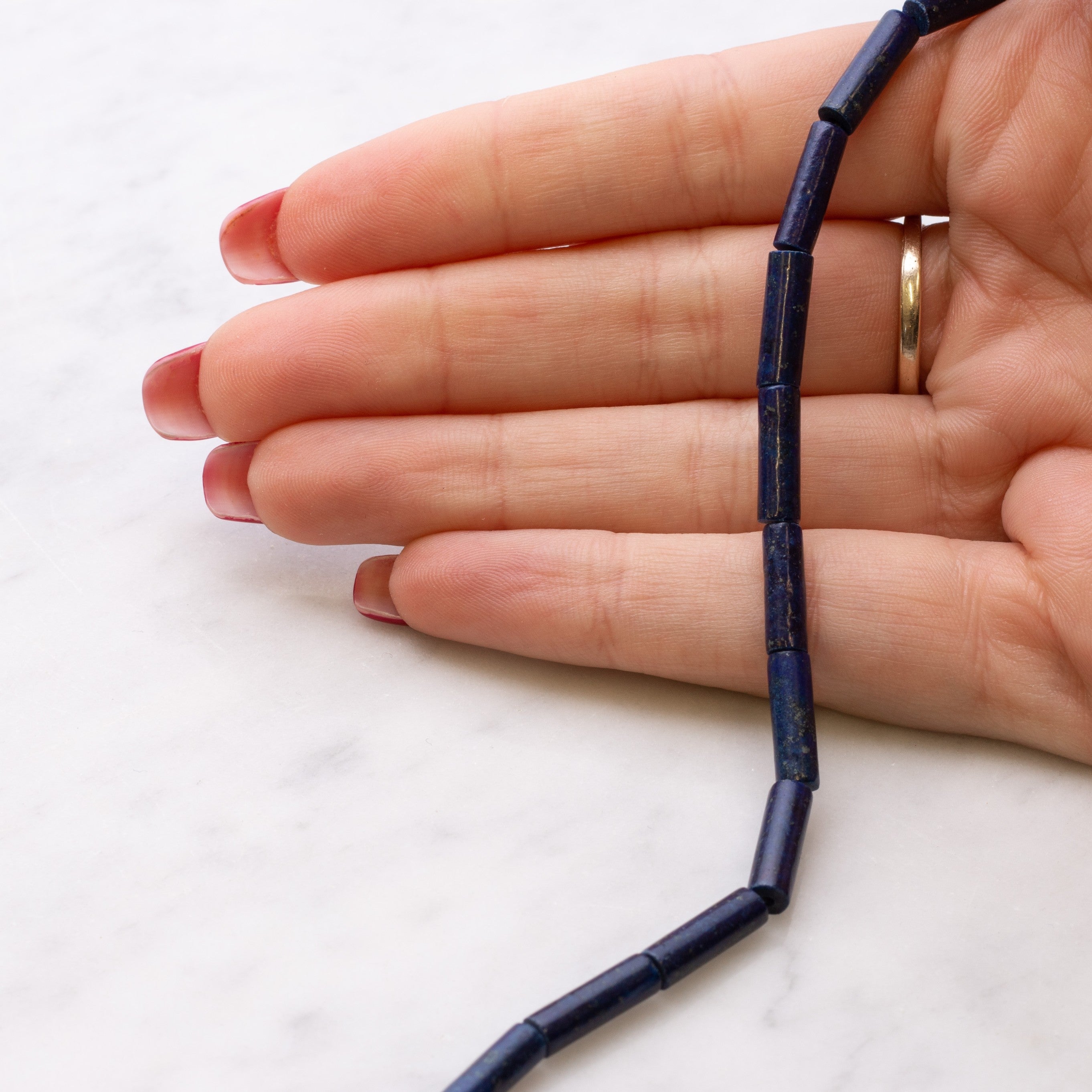 Lapis Lazuli Tube Beads Approx 13x4mm