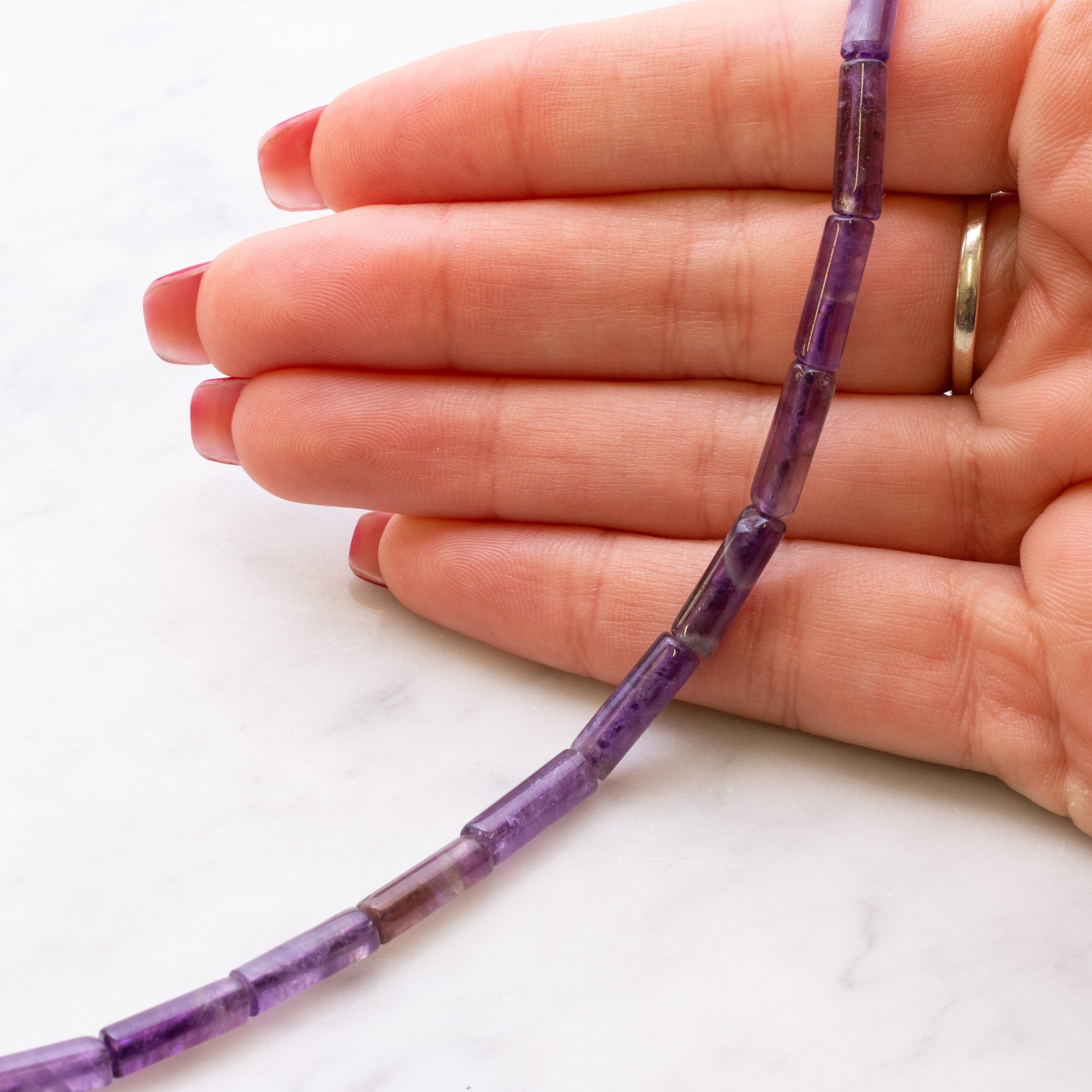 Amethyst Tube Beads Approx 13x4mm
