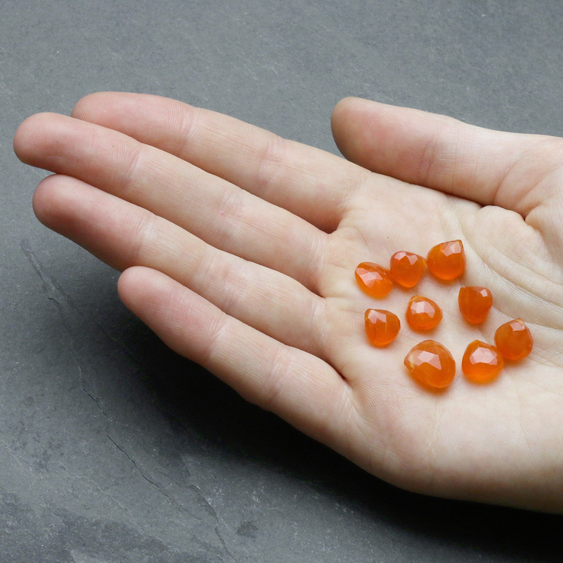 Carnelian Faceted Heart Briolette Beads Approx 8mm