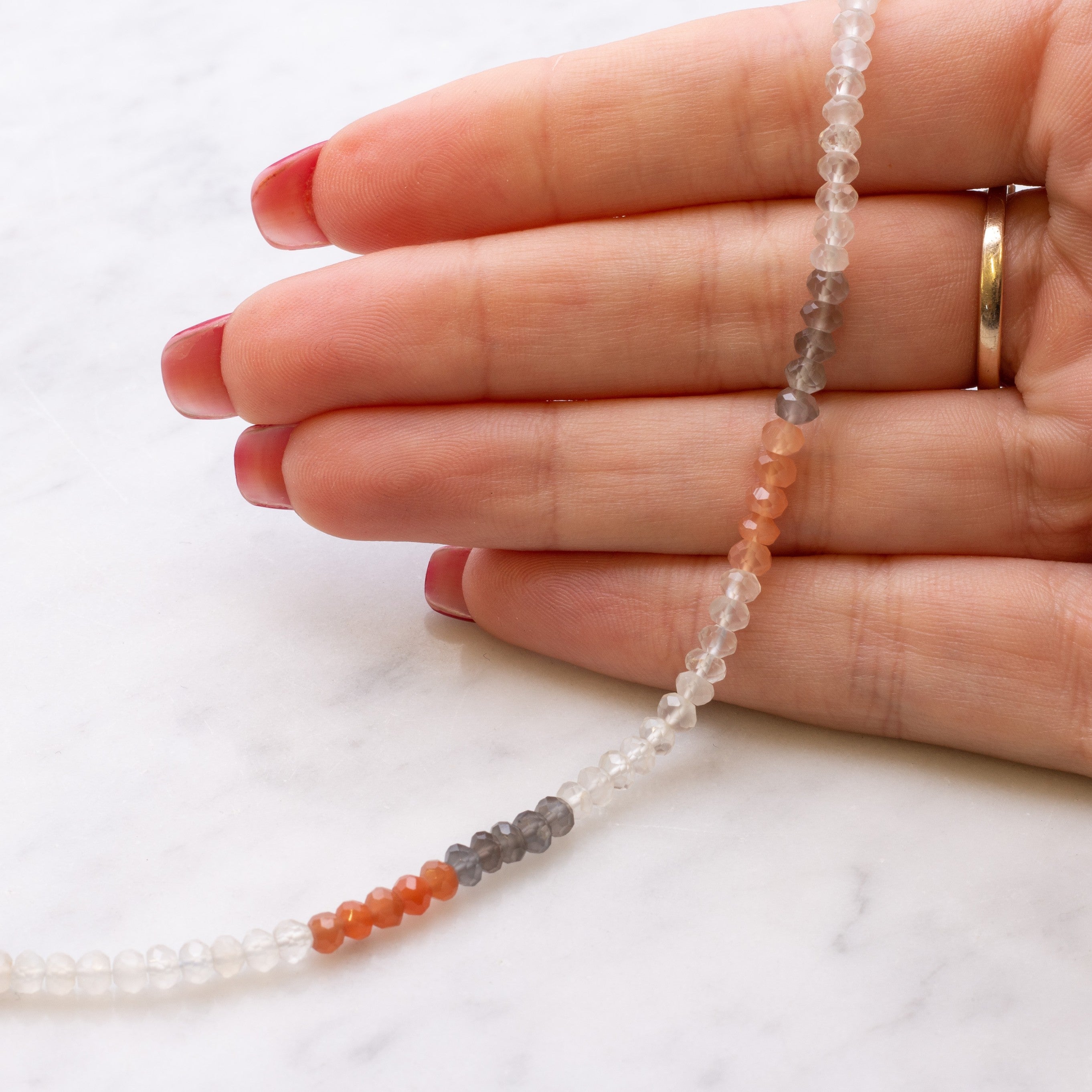 Multicoloured Moonstone Faceted Rondelle Beads Approx 4x3mm