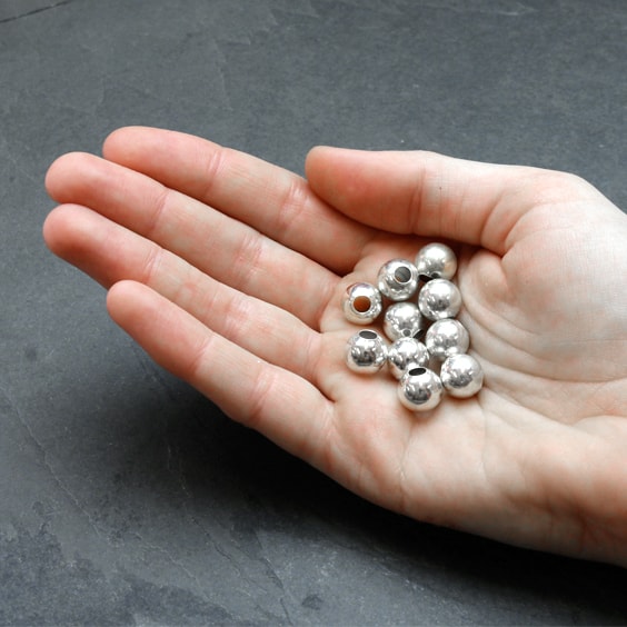 Sterling Silver Plain 10mm Round Large Hole Beads