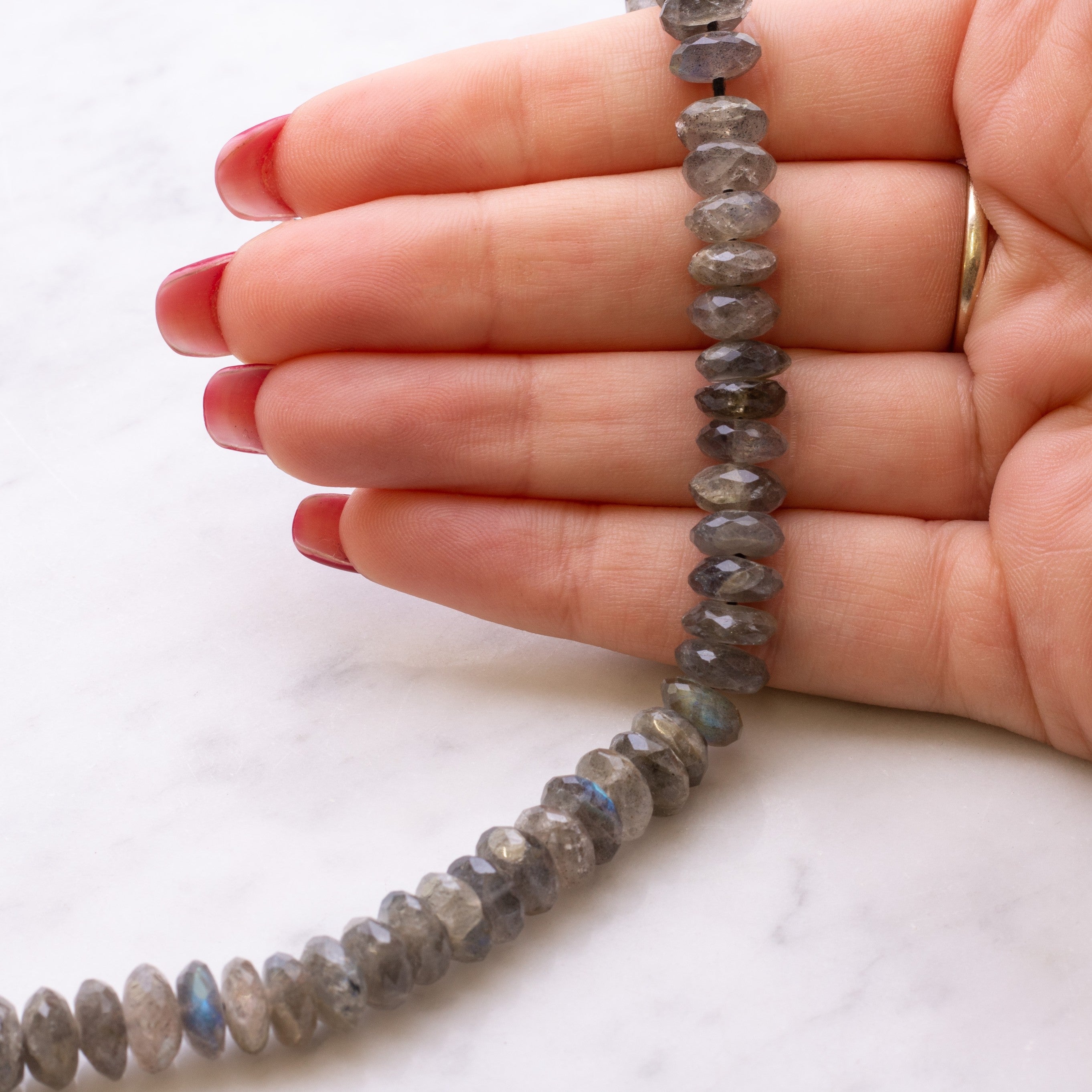 Labradorite German Cut Faceted Rondelle Beads Approx 8.5mm