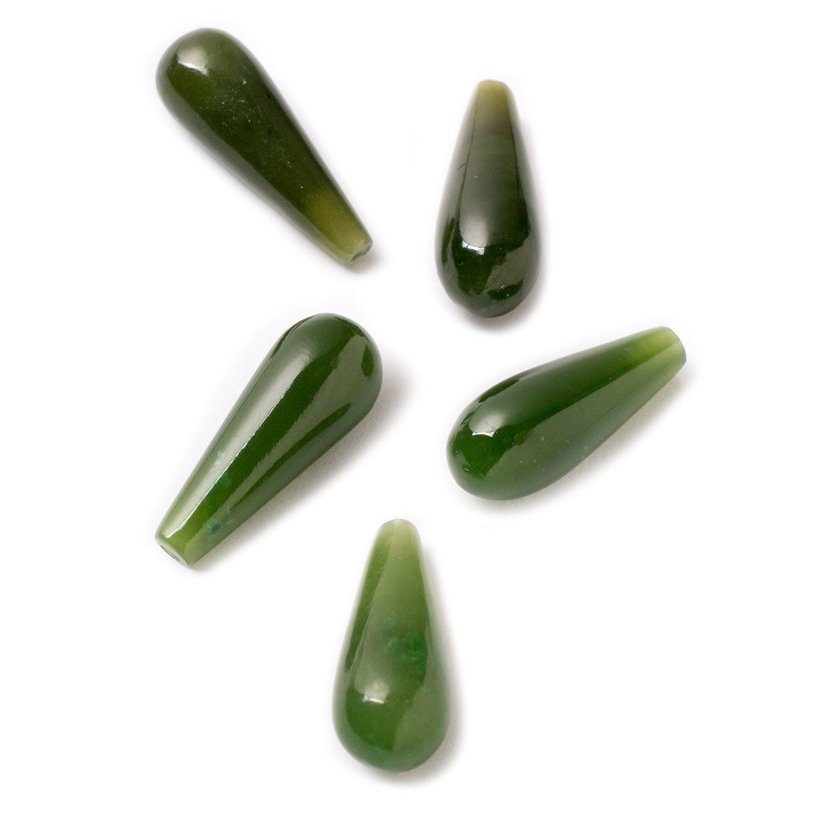 Nephrite Jade Top Drilled Teardrop Gemstone Beads Approx 16x6mm