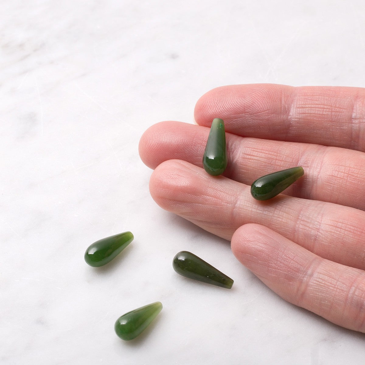 Nephrite Jade Top Drilled Teardrop Gemstone Beads Approx 16x6mm