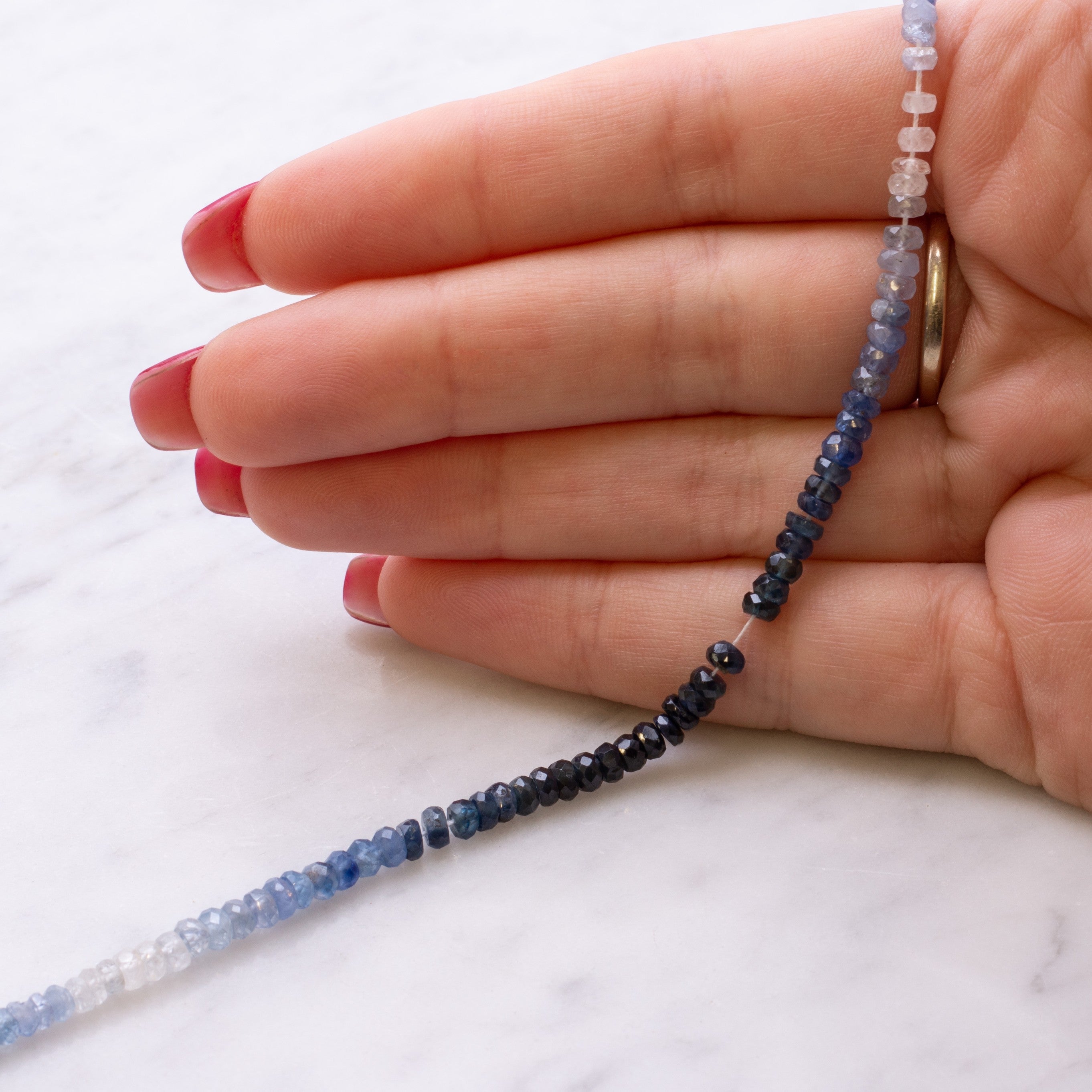 Sapphire Ombre Faceted Rondelle Beads