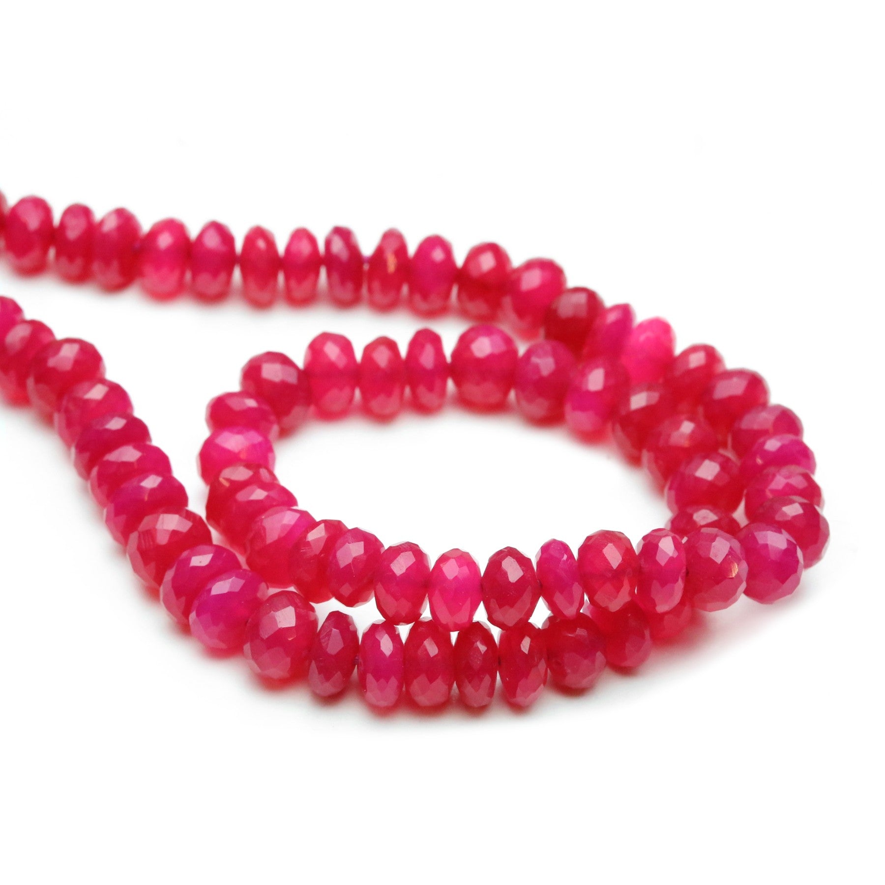 Fuchsia Pink Chalcedony Faceted Rondelle Beads Approx 6x4mm