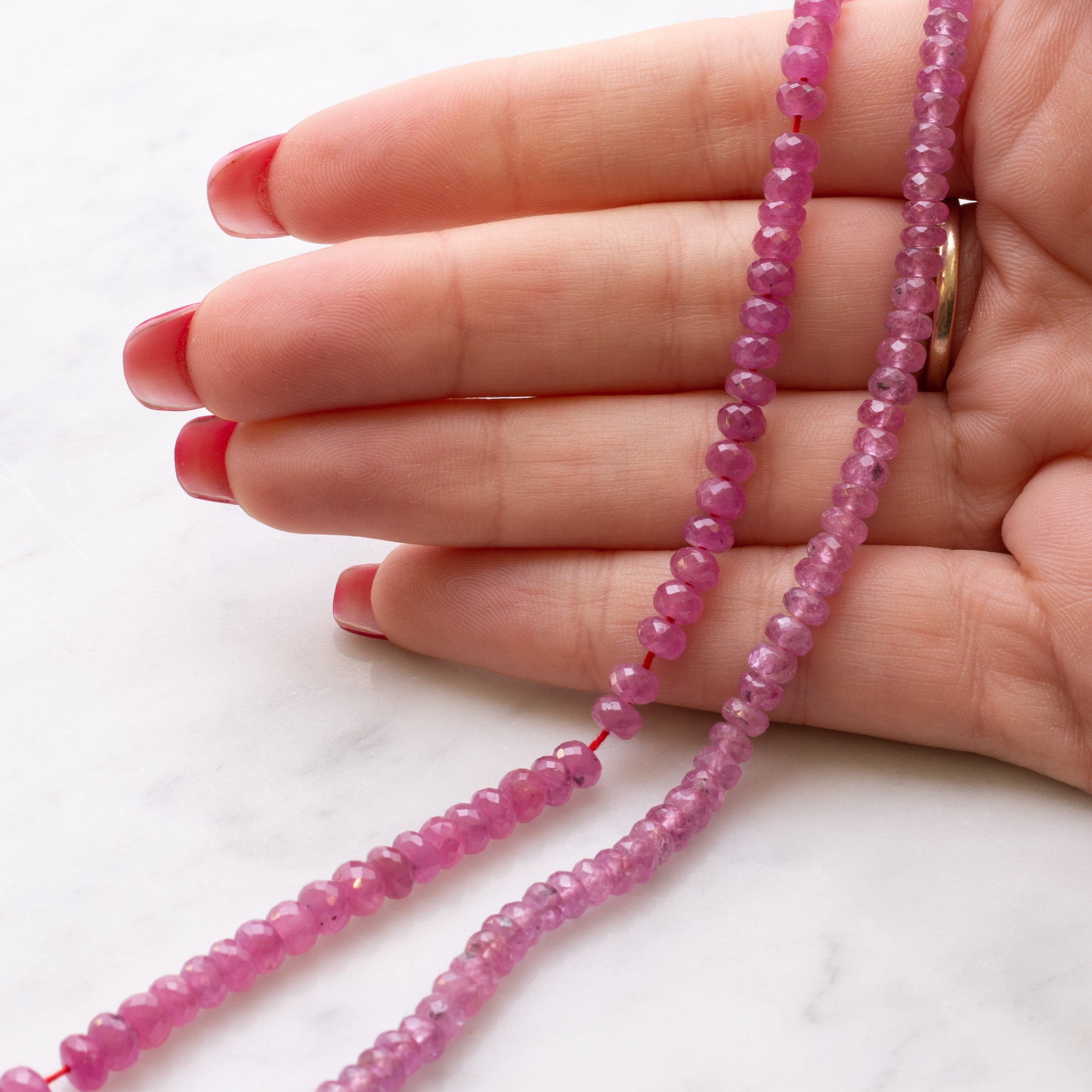 Pink Sapphire Faceted Rondelle Beads