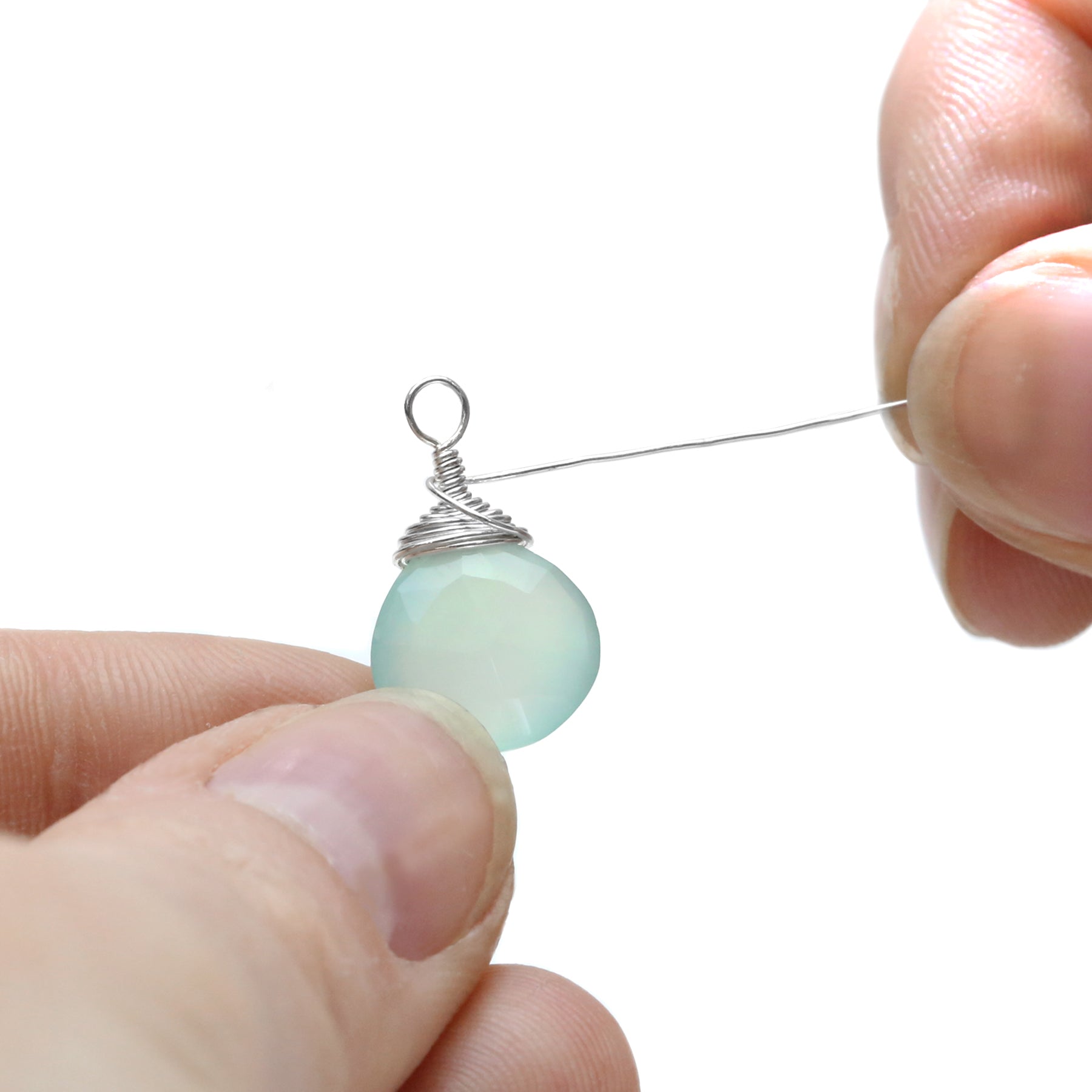 Aqua Blue Chalcedony Faceted Heart Briolette Beads Approx 10mm