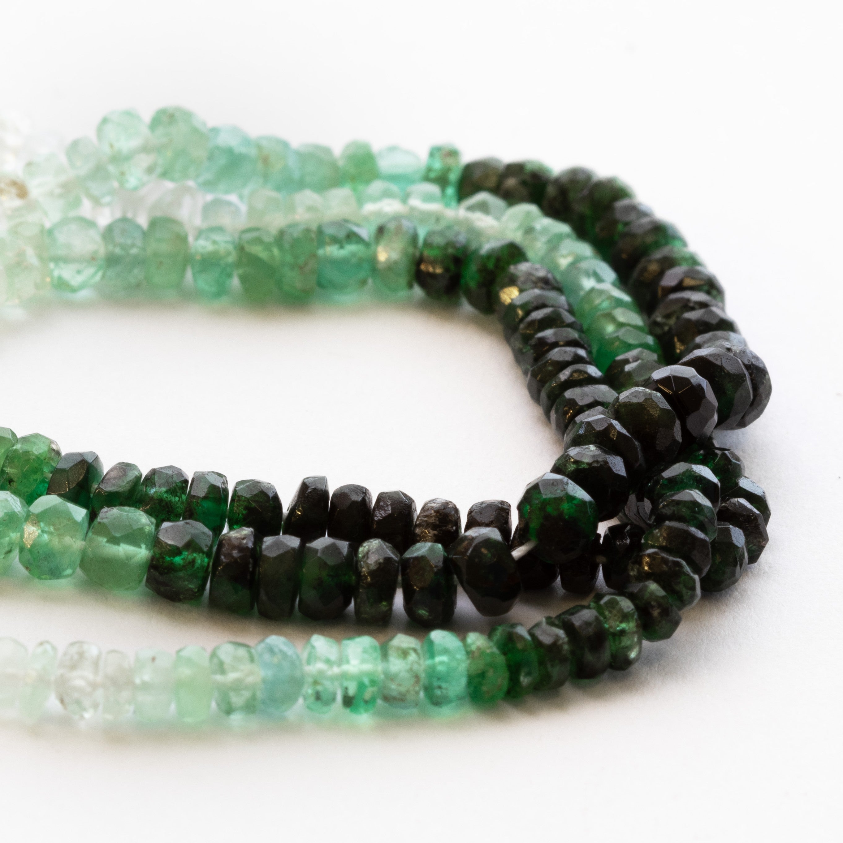 Emerald Ombre Faceted Rondelle Beads
