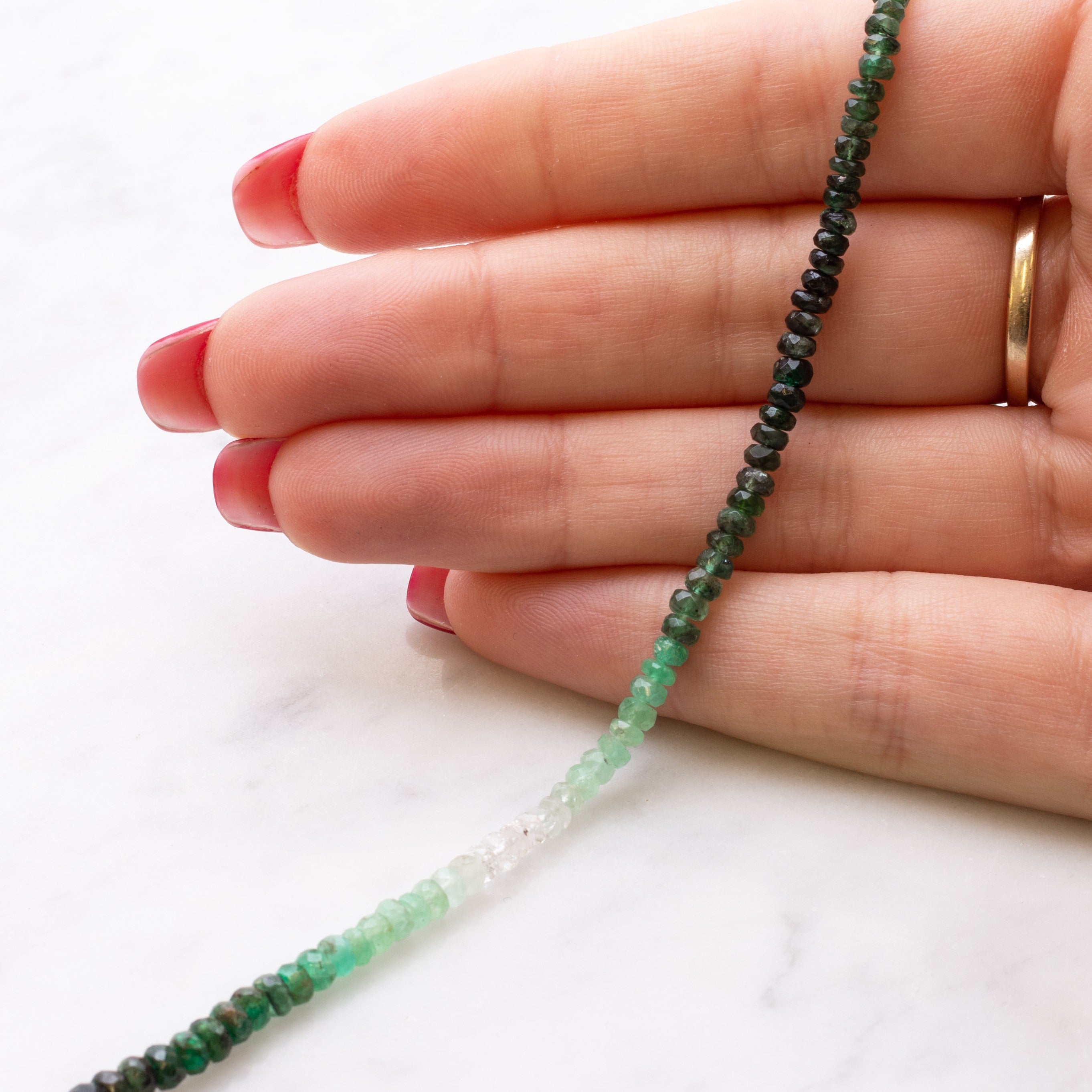 Emerald Ombre Faceted Rondelle Beads