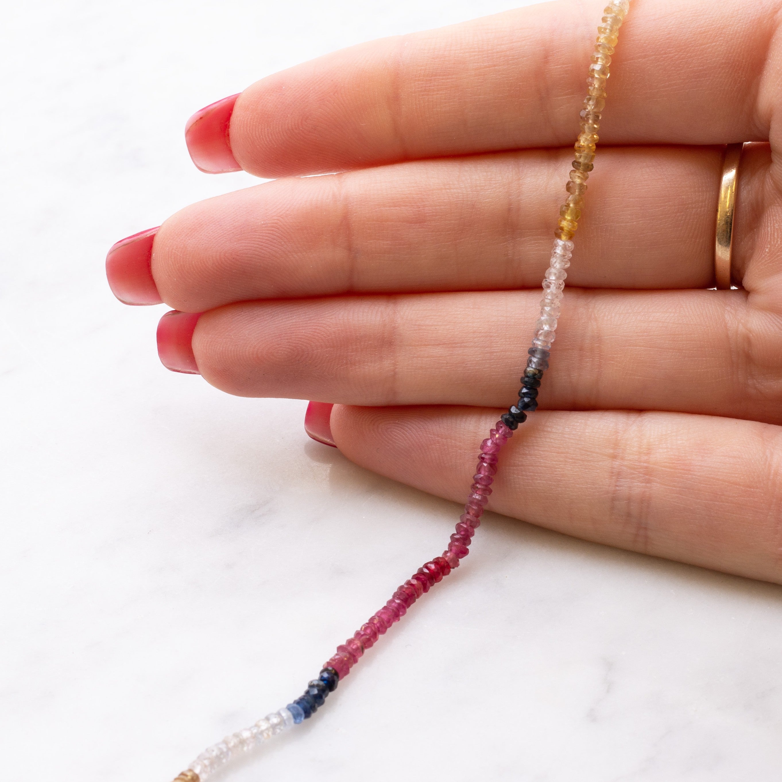 Multicoloured Sapphire Faceted Rondelle Beads