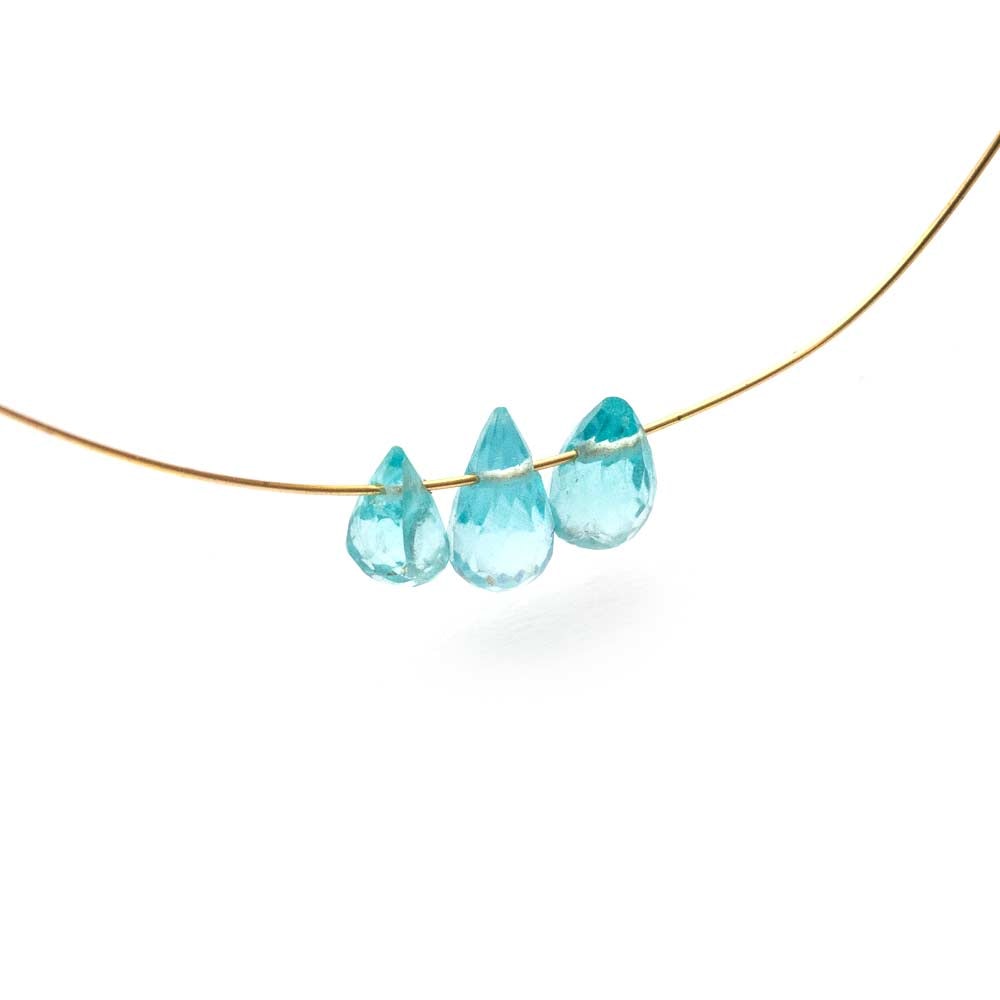 Apatite Faceted Drop Briolette Beads Approx 3x2.5mm pk10 Beads