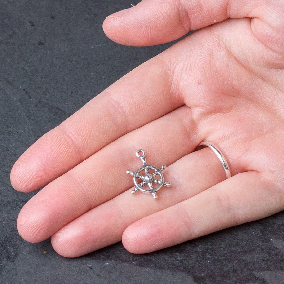Sterling Silver Nautical Ships Wheel Charm