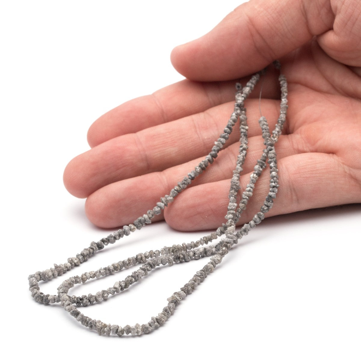 Silver Grey Diamond Natural Rough Nugget Beads