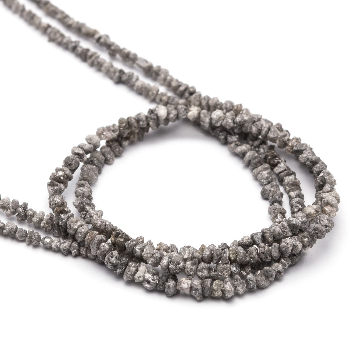 Silver Grey Diamond Natural Rough Nugget Beads