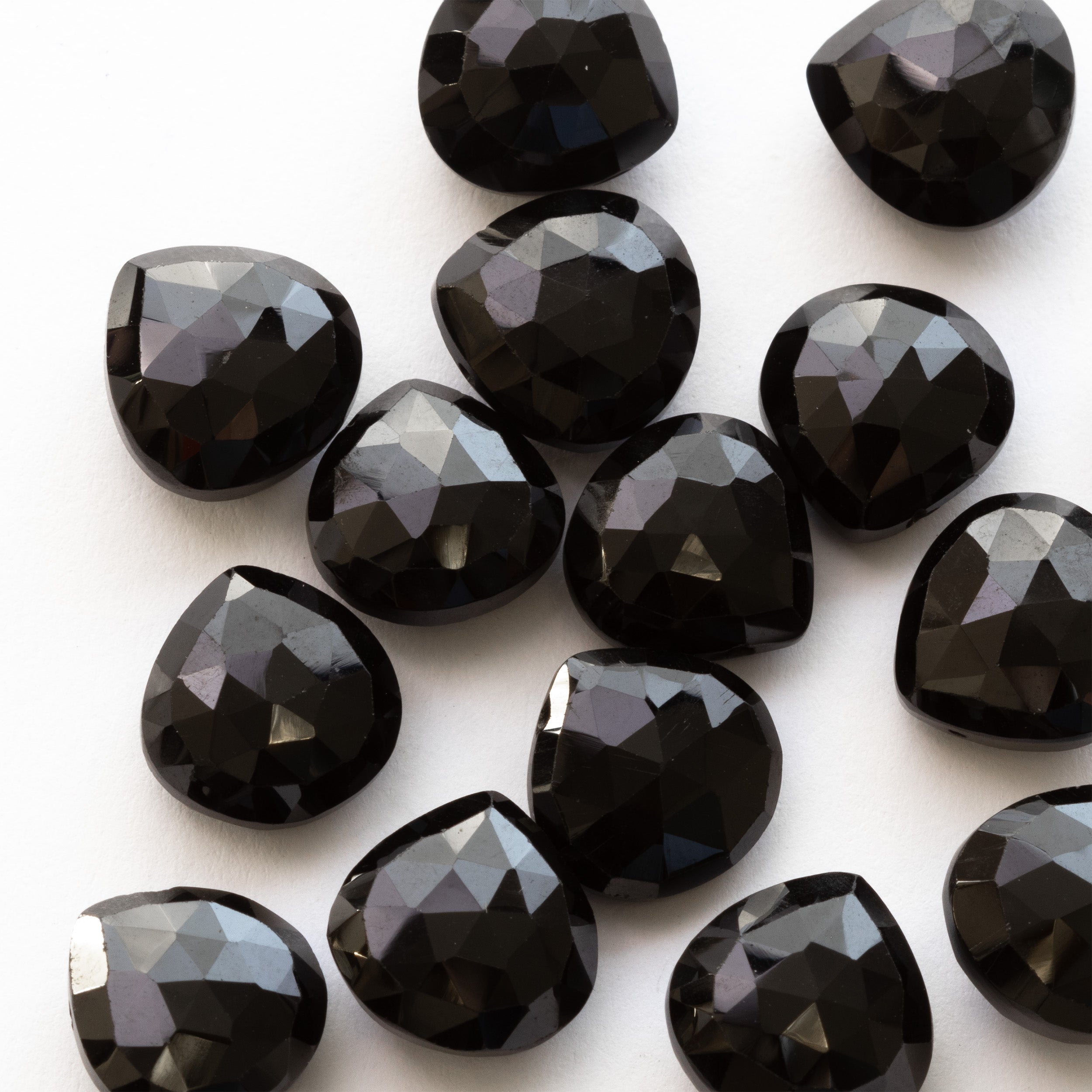 Black Spinel Faceted Heart Briolette Beads Approx 9mm