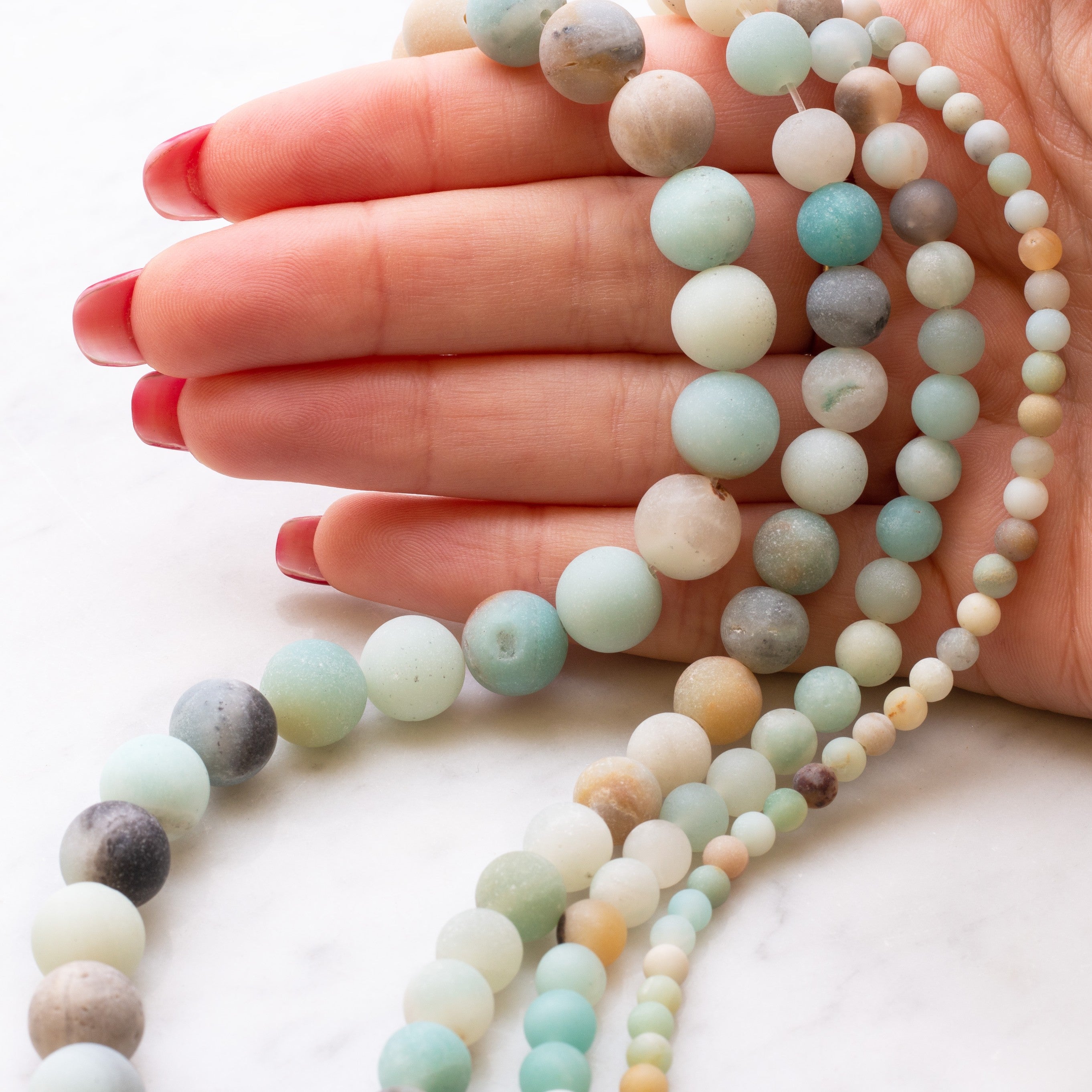 Multicolour Amazonite Frosted Round Beads