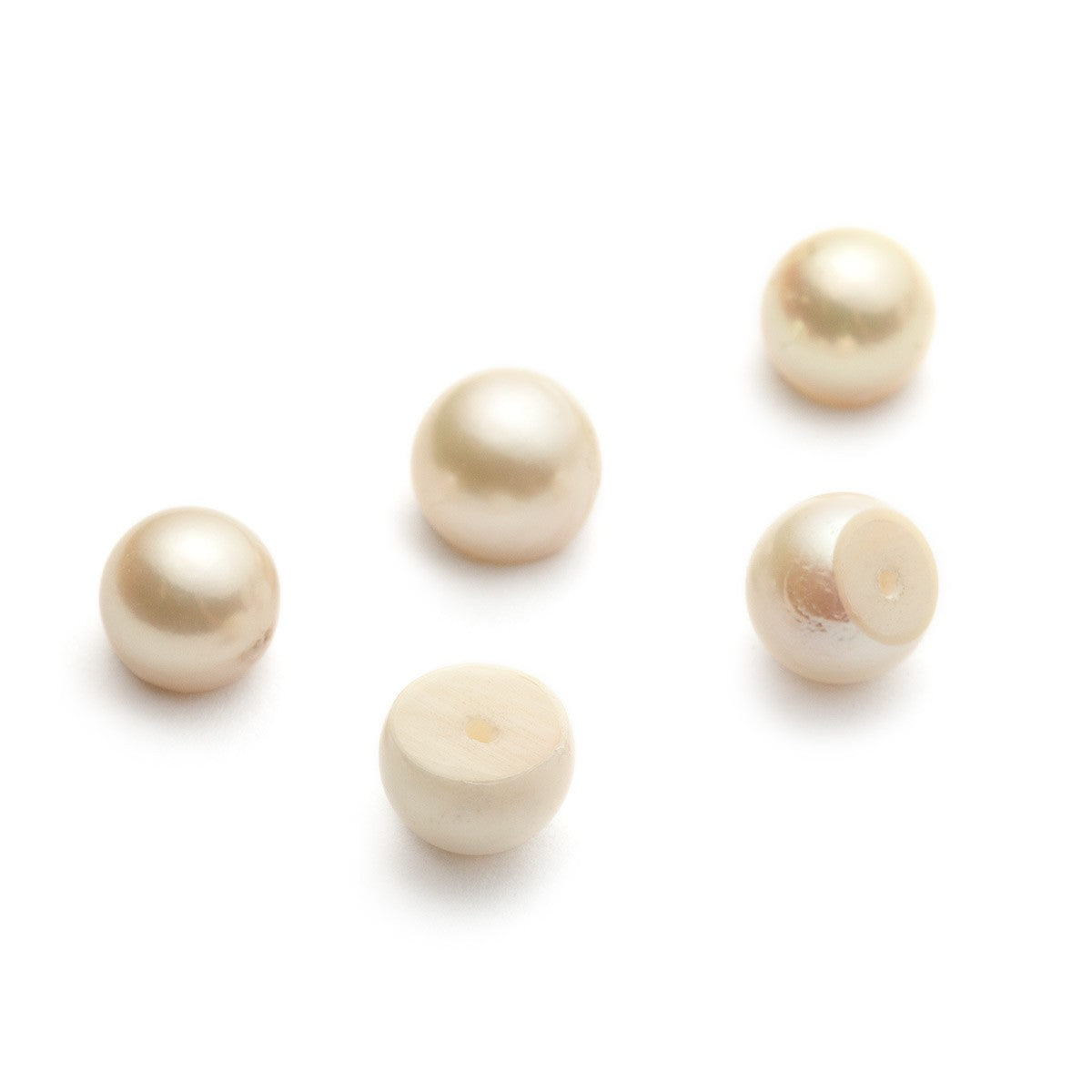 Cultured Half Drilled Pearls Approx 8mm 3/4 Roundish