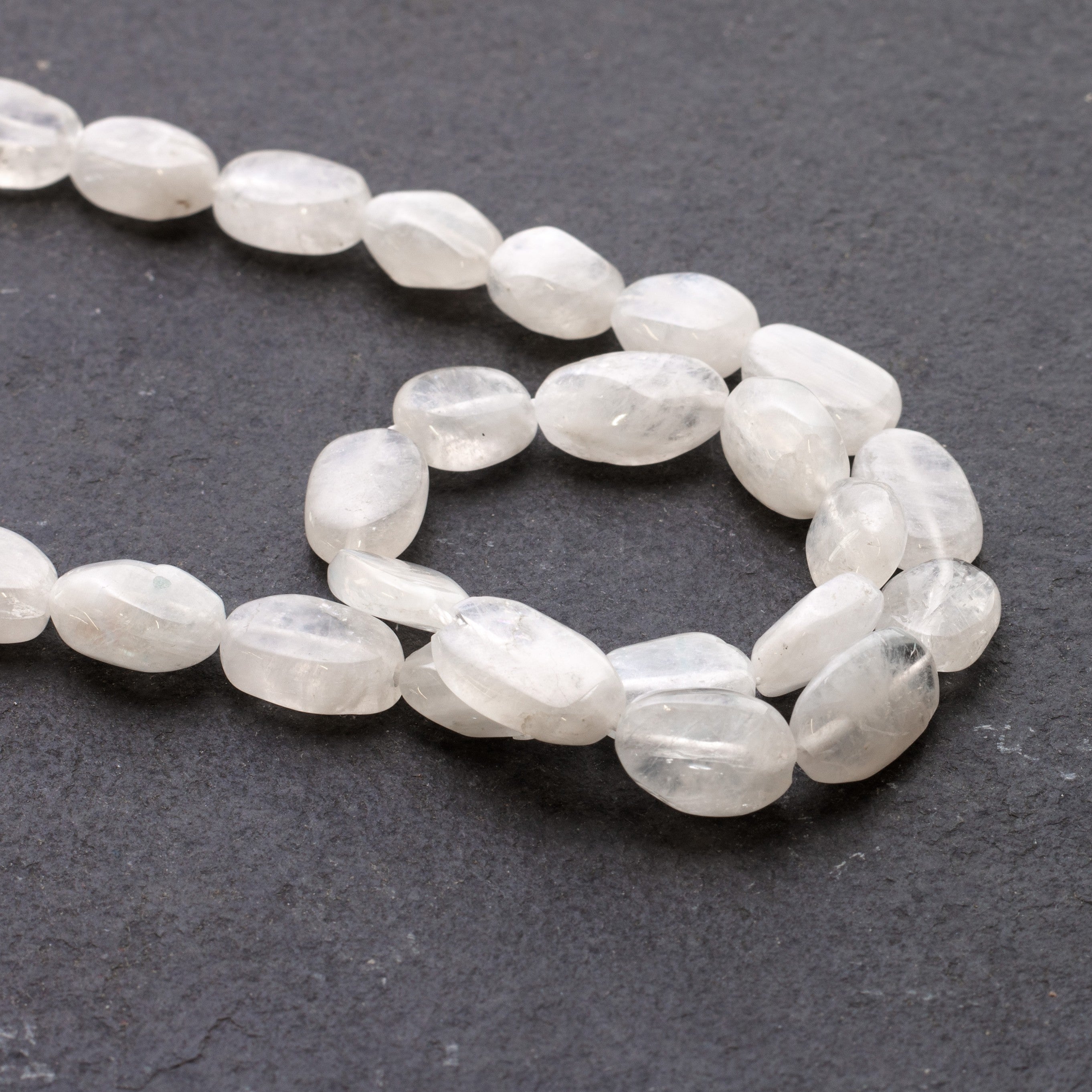 Rainbow Moonstone Flat Oval Nugget Beads Approx 7mm