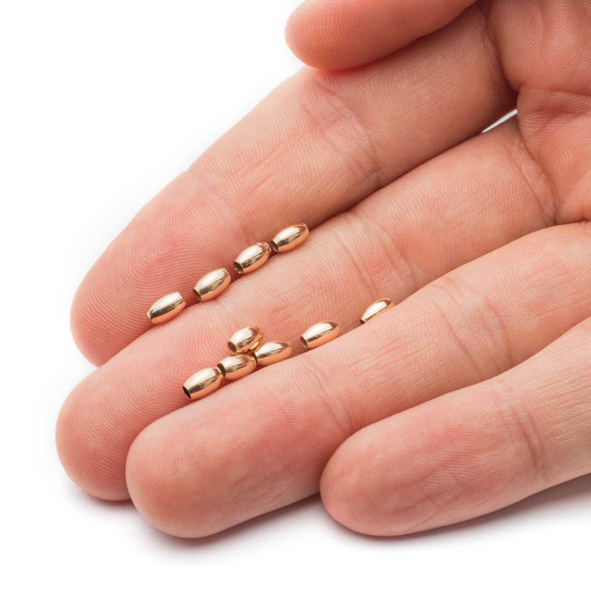 9ct Gold Plain Oval Bead 5x3mm