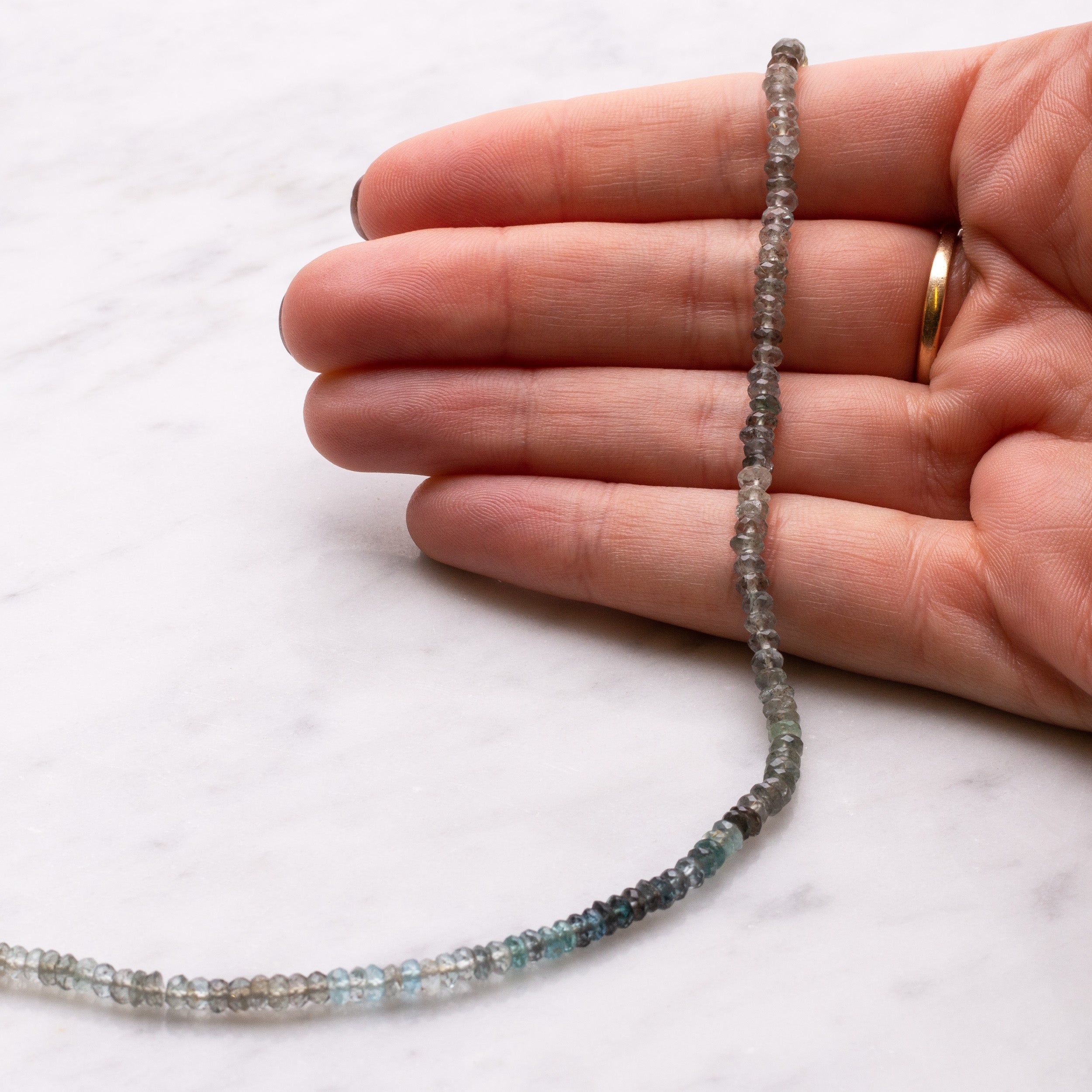 Moss Aquamarine Faceted Rondelle Beads Approx 3.5mm