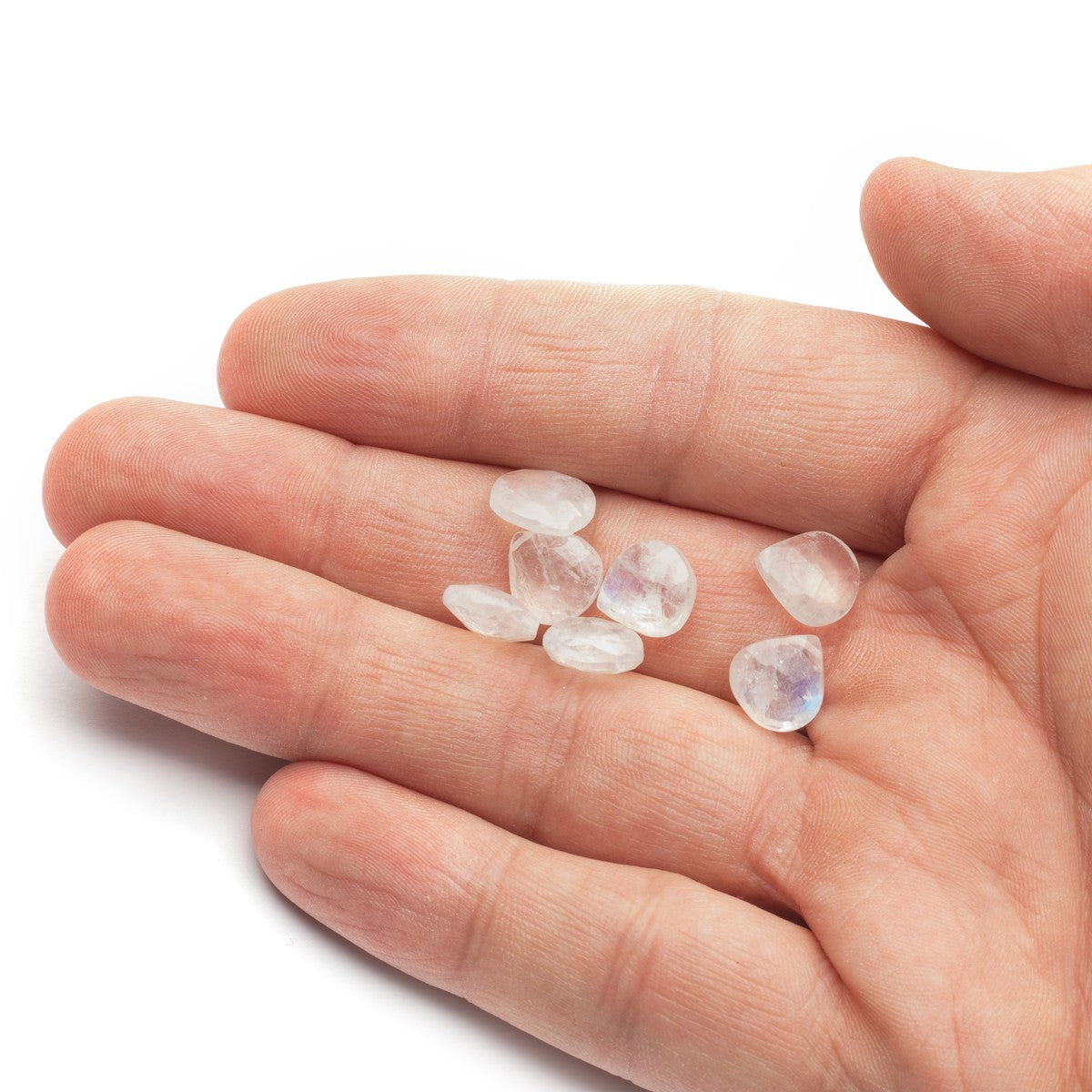 Rainbow Moonstone Heart Shape Faceted Briolette Beads Approx 7mm