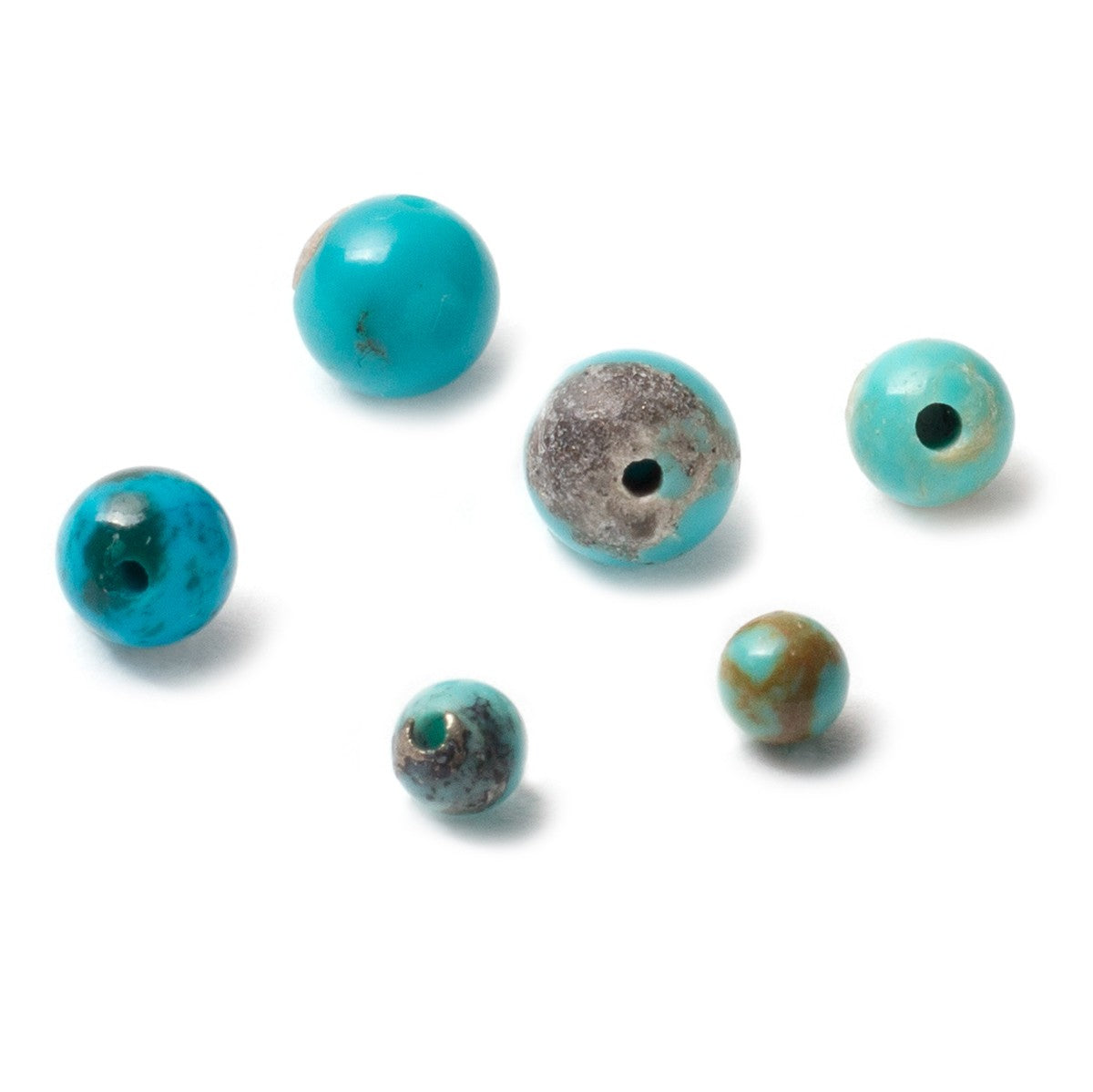 Turquoise Matrix Half Drilled Round Beads